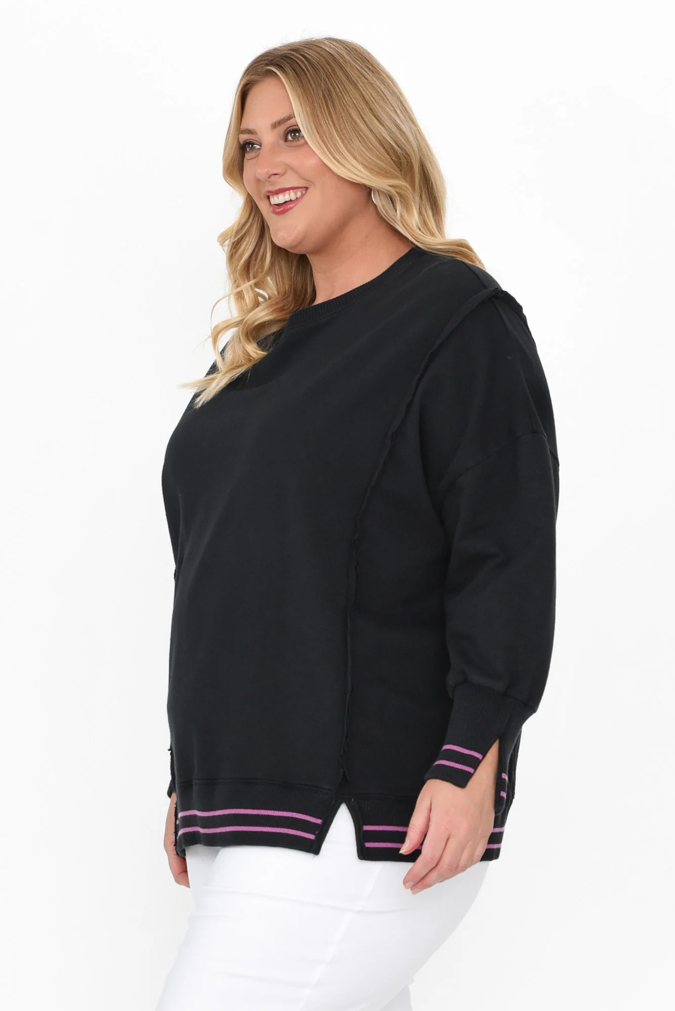 Chantelle Black Trim Cotton Long Sleeve Top