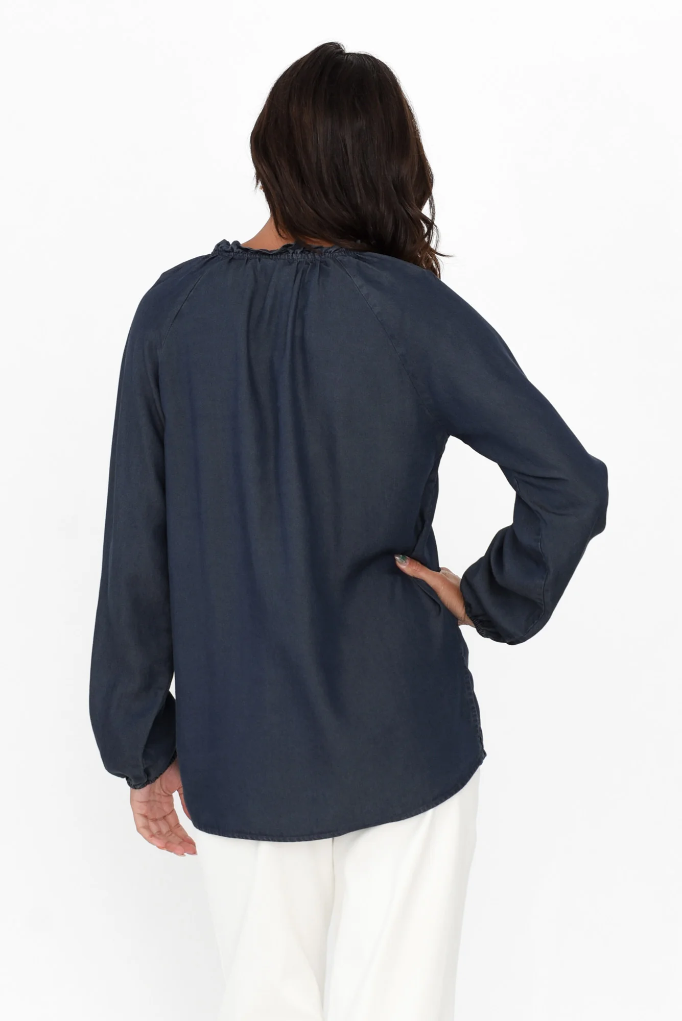 Drew Blue Denim Button Blouse