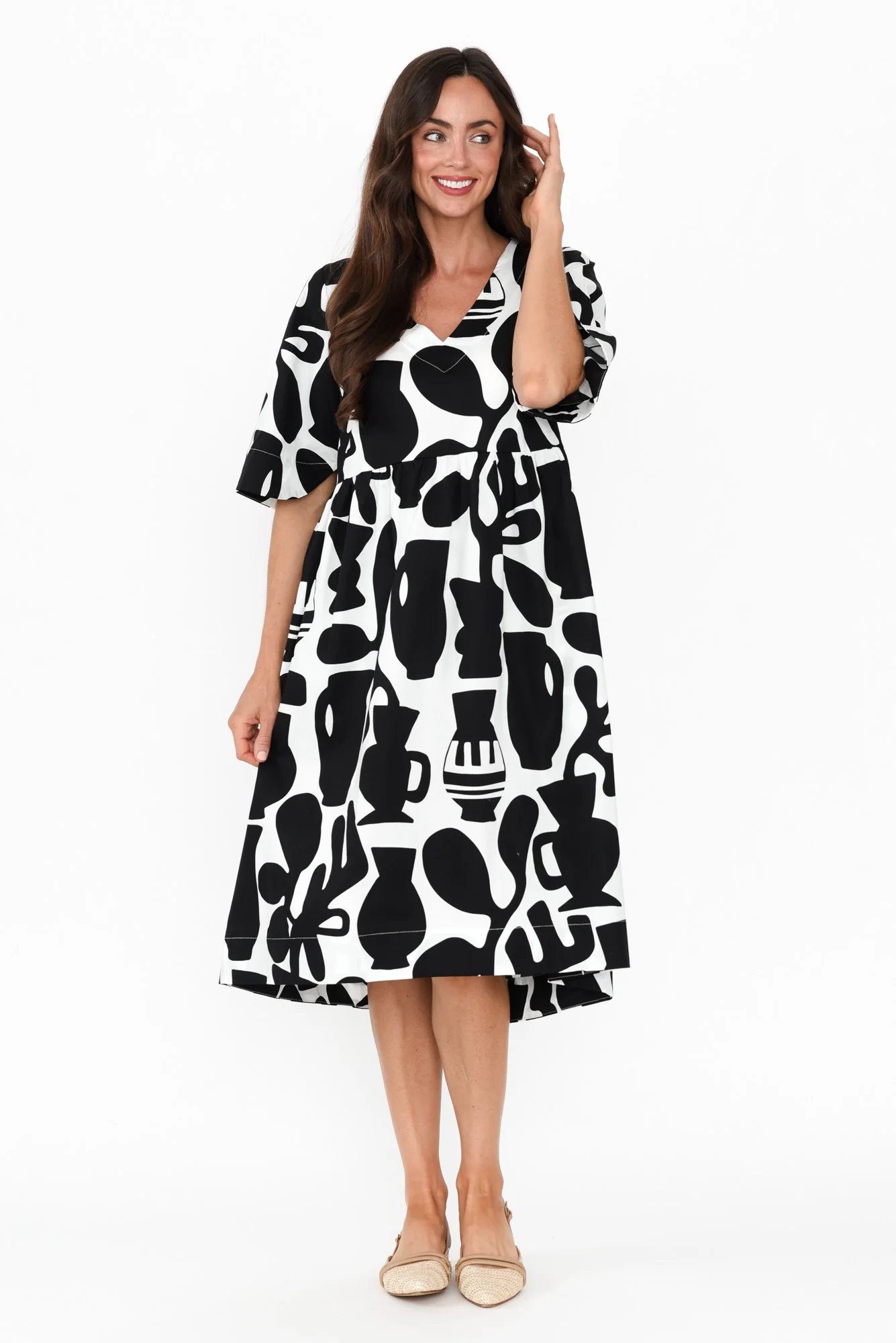 Brightside Black Abstract Cotton Dress