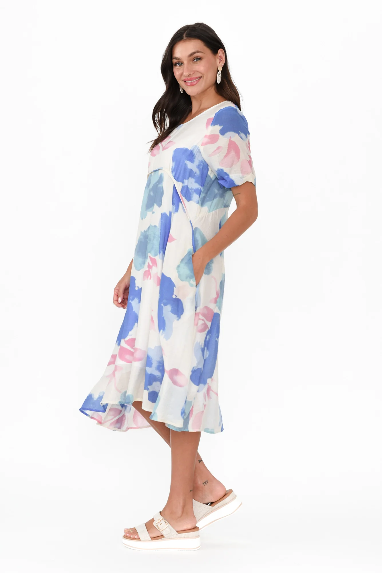 Sora Blue Floral Crescent Dress