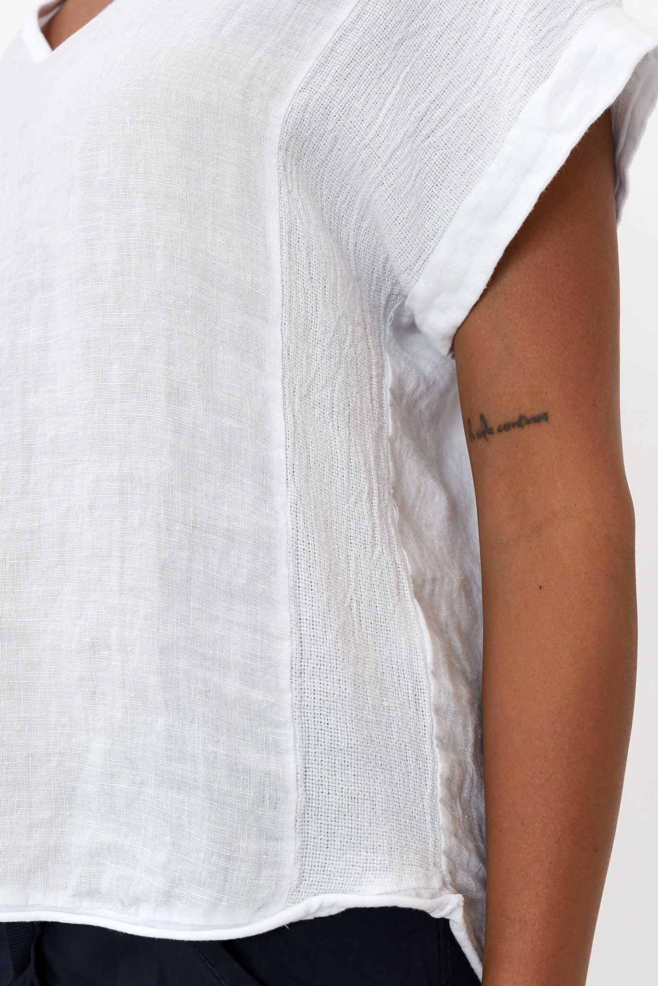 Dorian White Linen Cotton Top