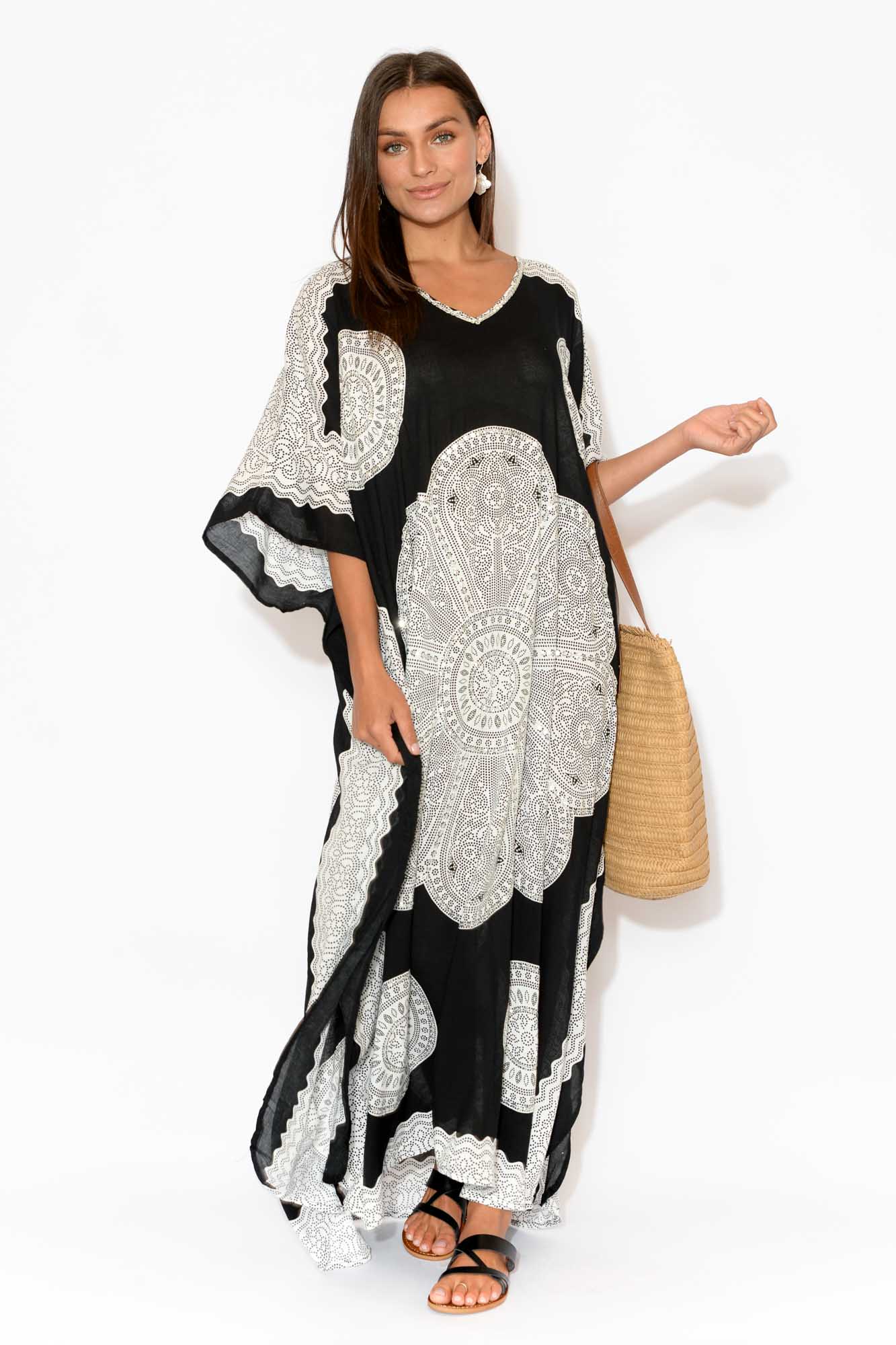 Black Sequin Maxi Kaftan