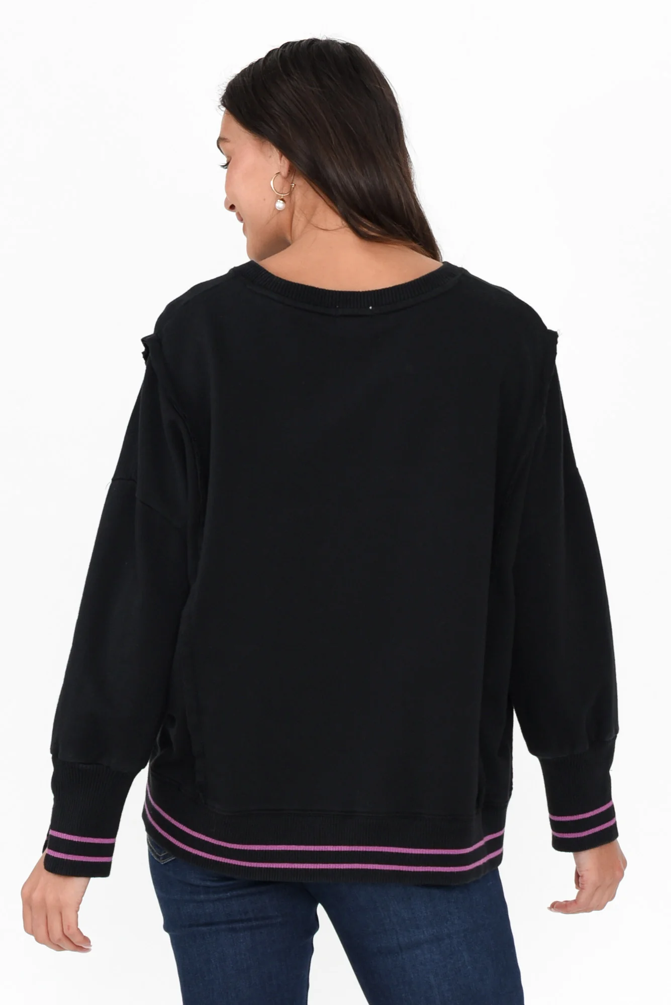 Chantelle Black Trim Cotton Long Sleeve Top