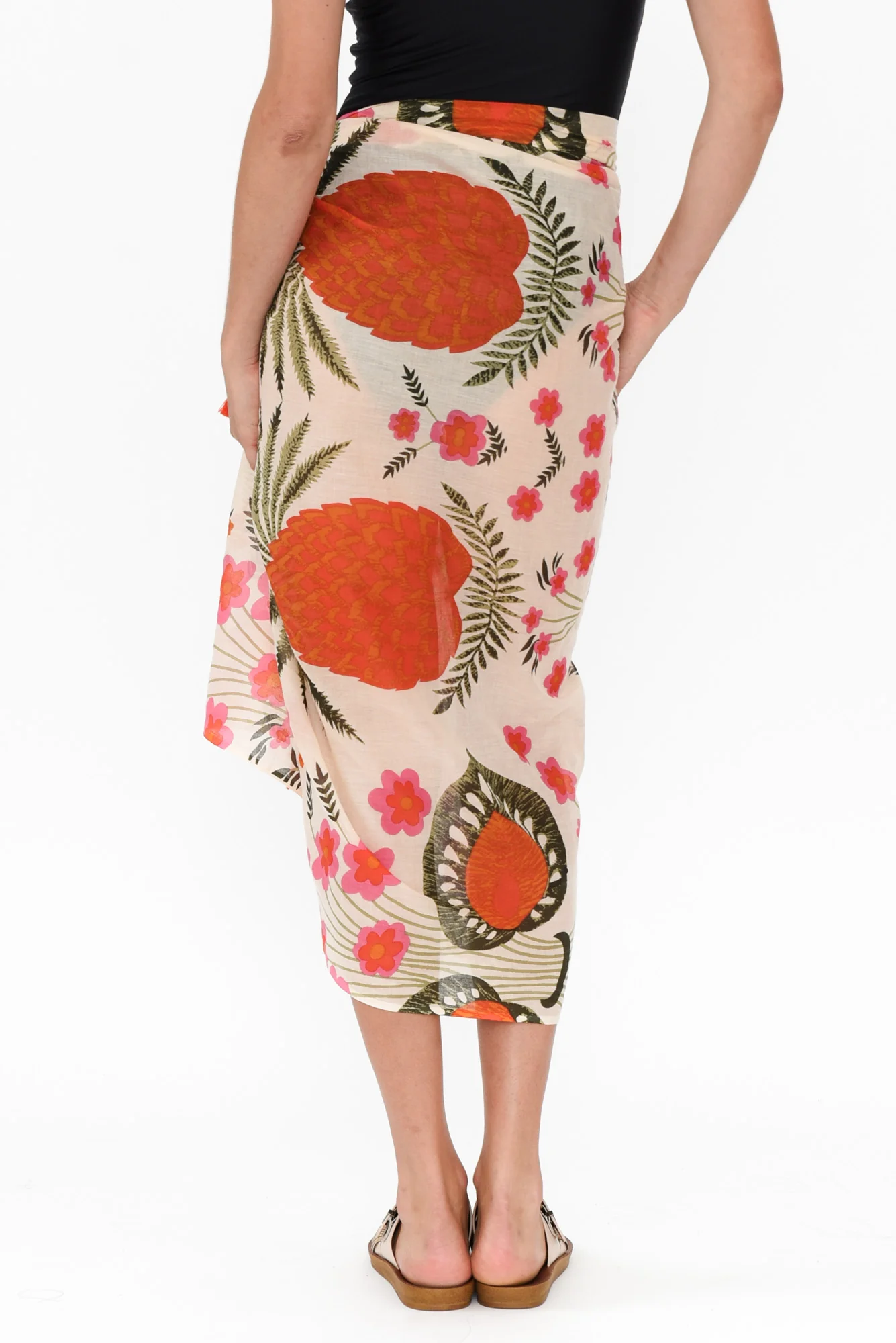 Stana Orange Tropical Cotton Sarong