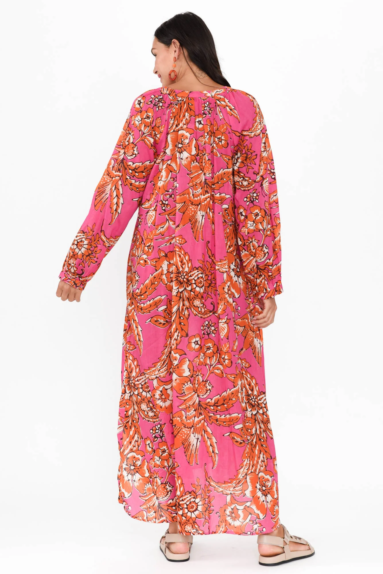 Liliana Orange Garden Cotton Kaftan