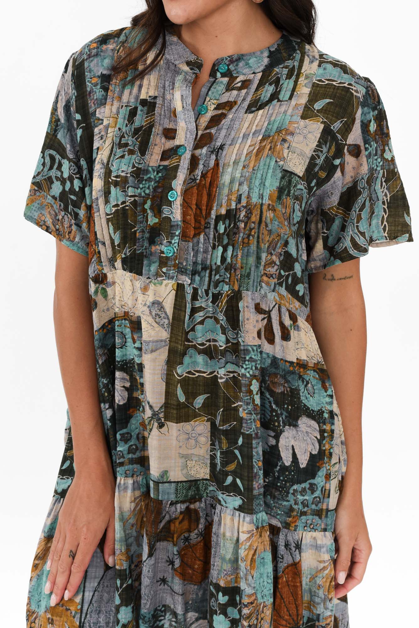 Dora Blue Floral Pleated Dress