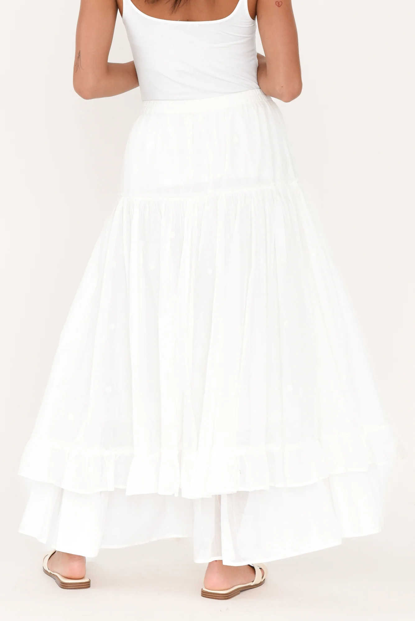 Banksia White Cotton Layered Skirt
