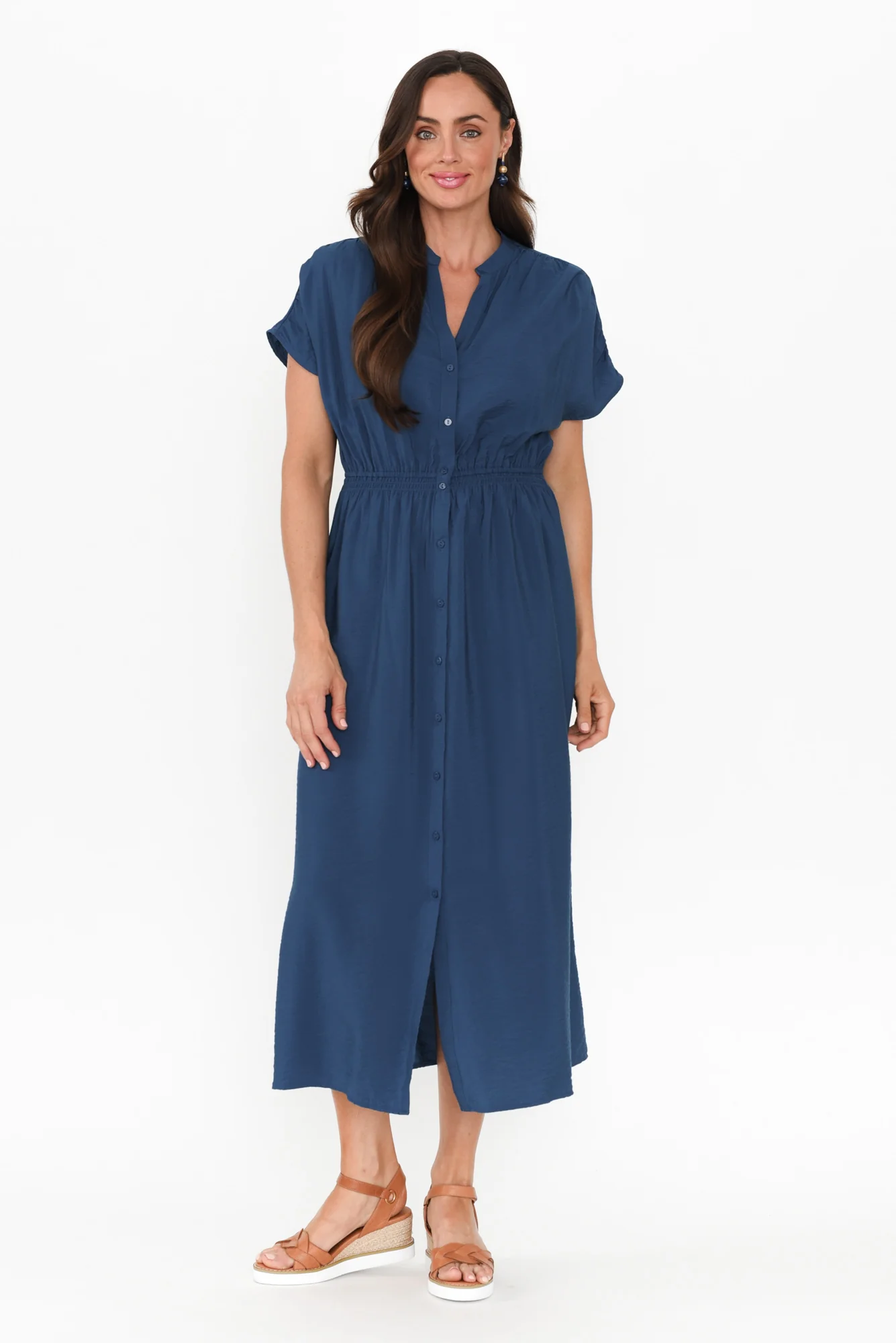 Simone Blue Button Dress