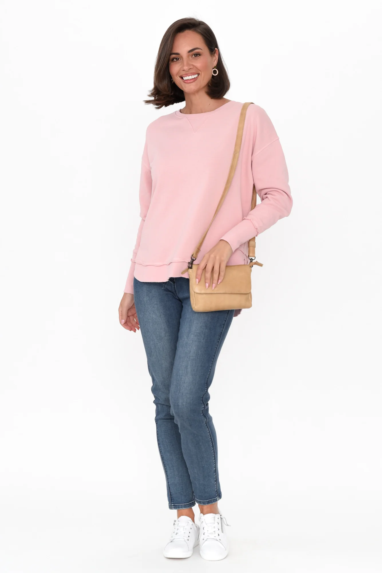 Delilah Blush Cotton Crewneck Jumper