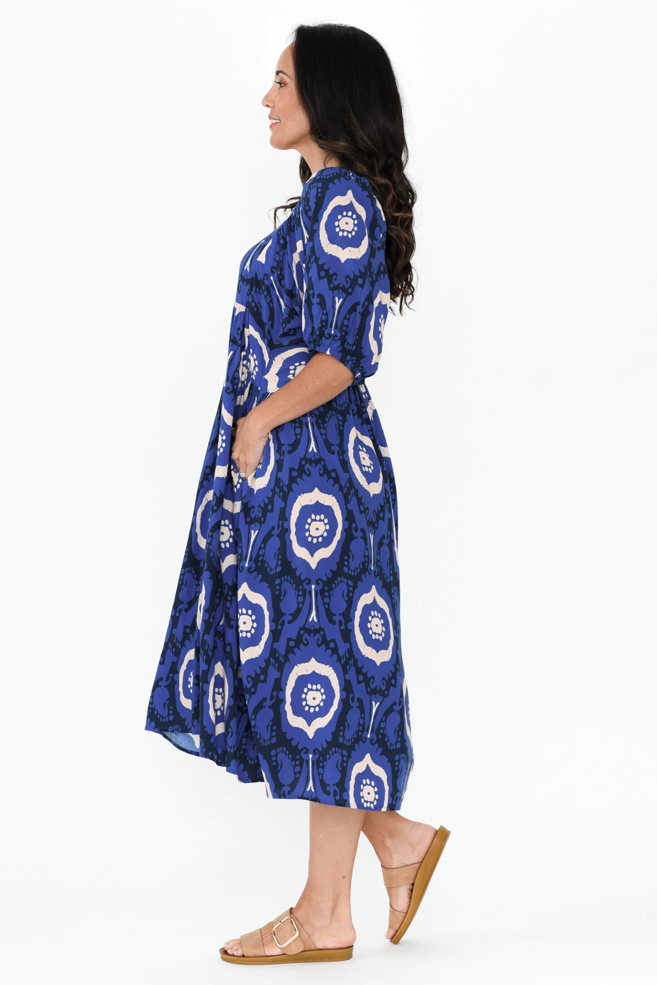 Pansy Blue Paisley Pocket Dress