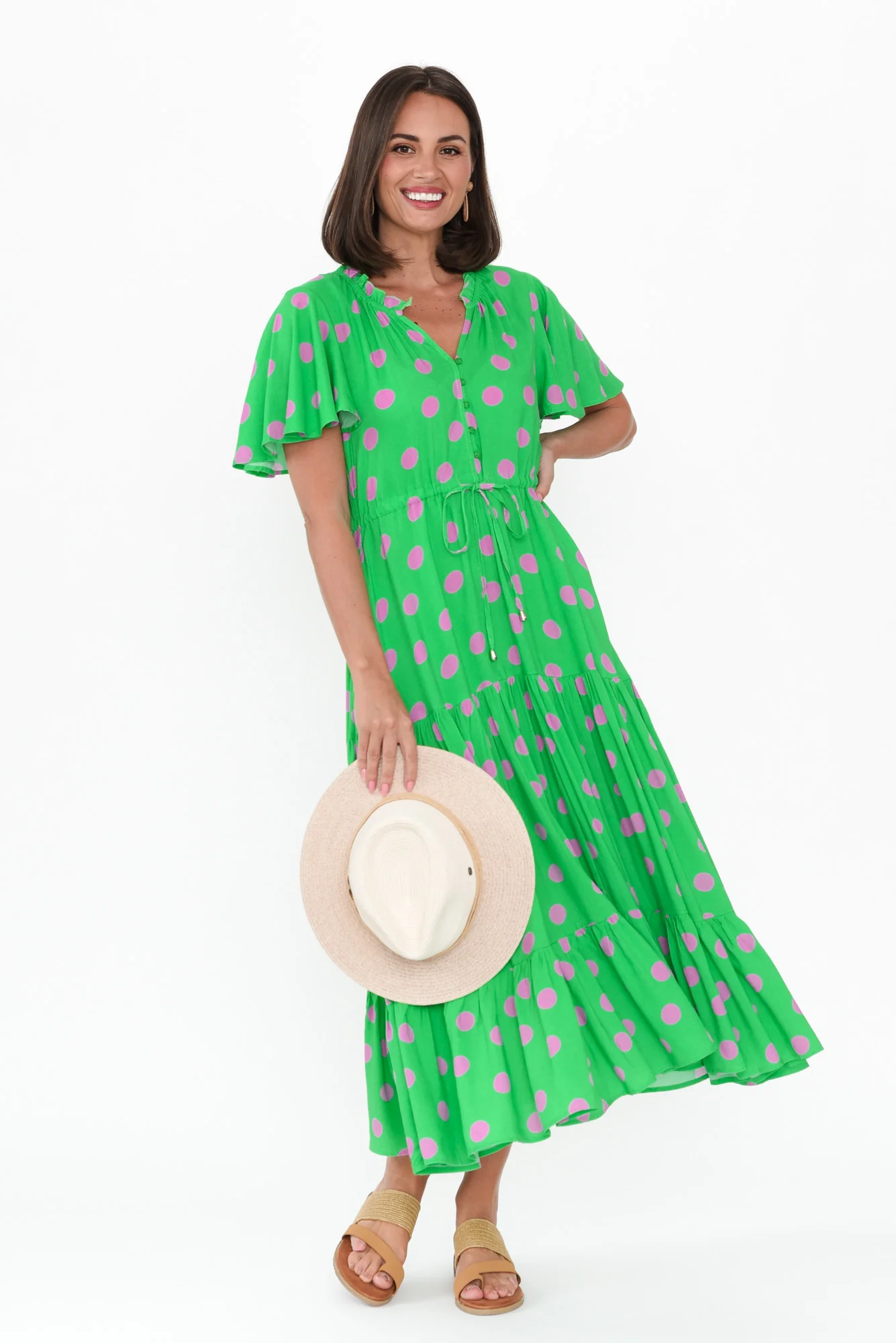Lishka Green Spot Tie Dress
