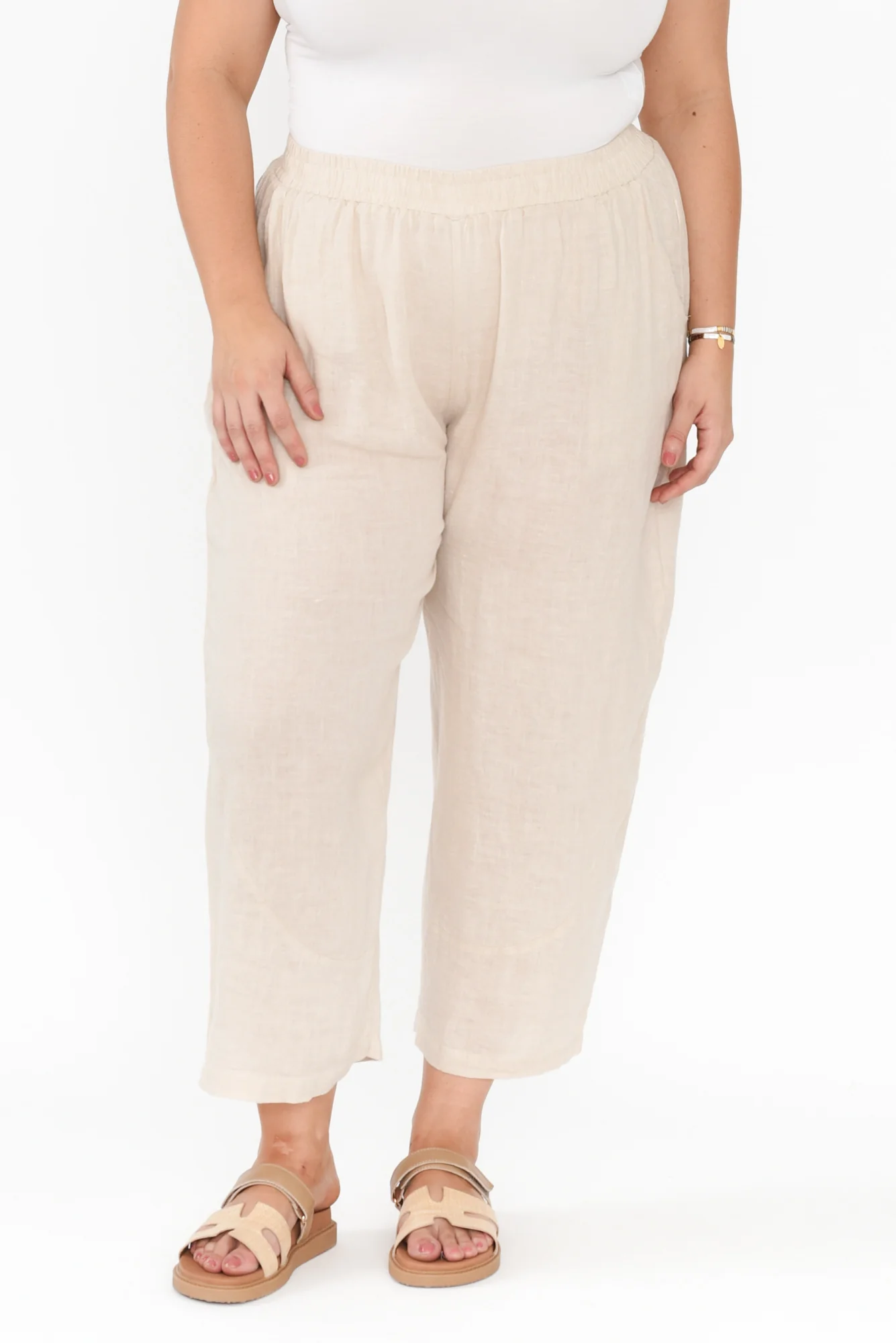 Ataya Beige Linen Pants