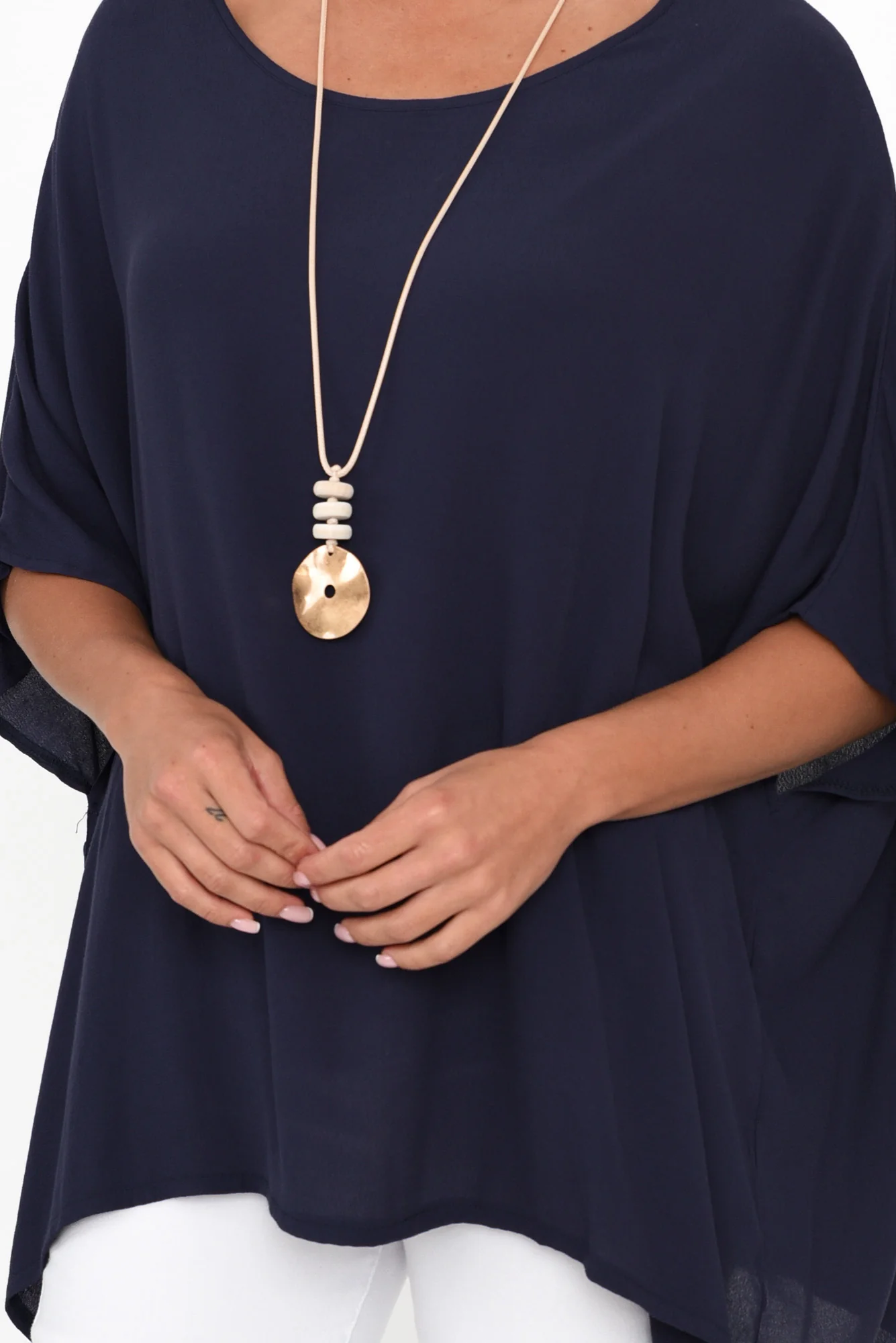Mali Navy Drape Top