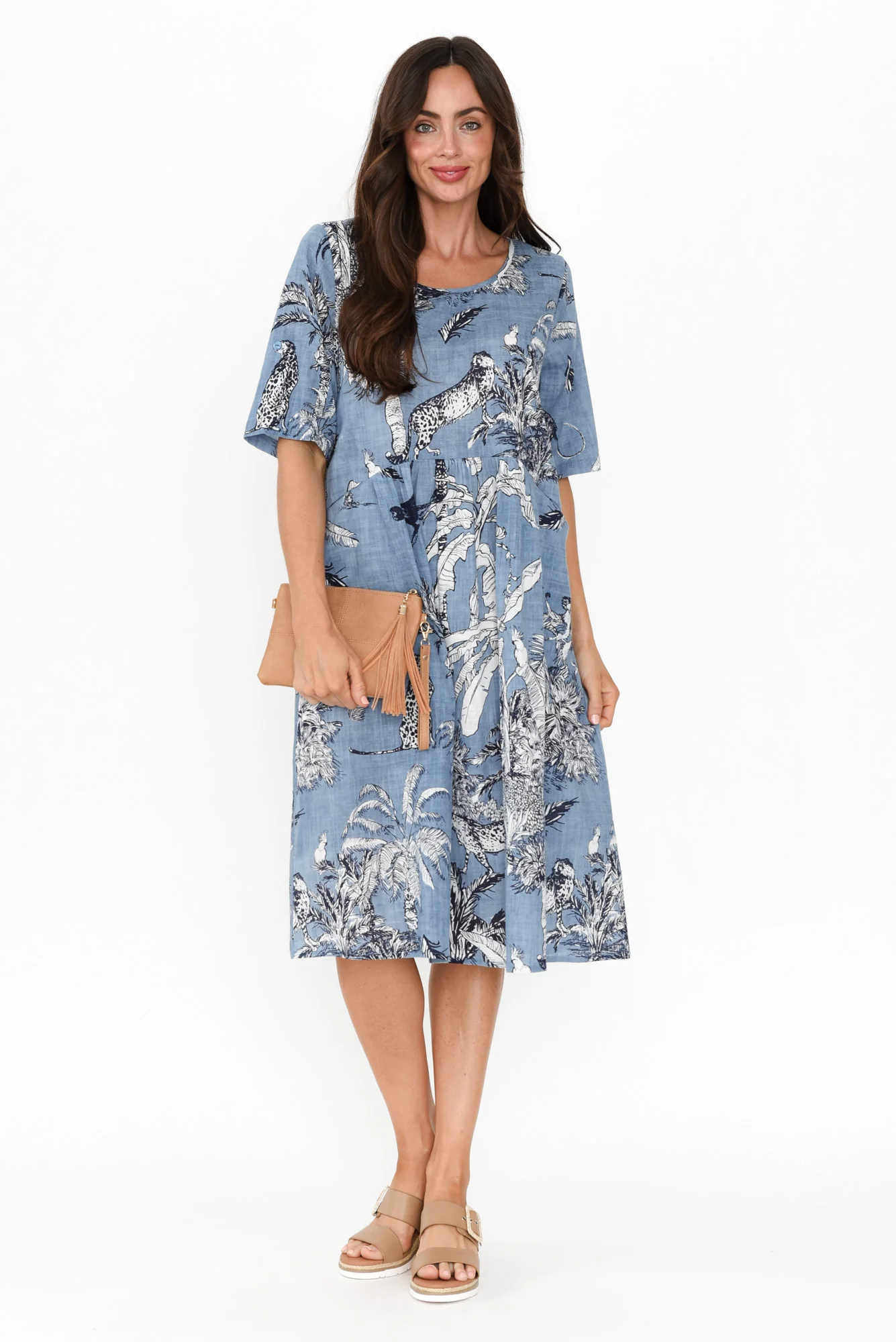 Mackie Blue Jungle Cotton Pocket Dress