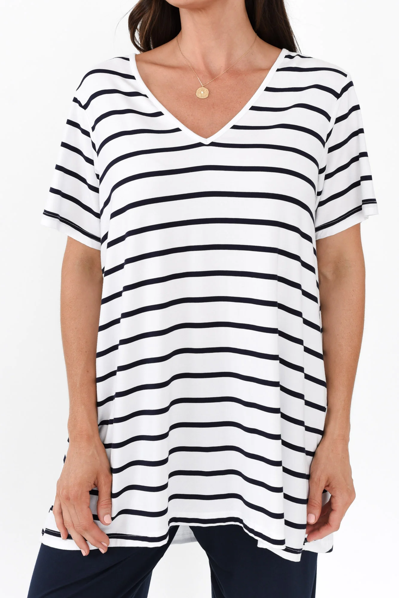 Novella White Stripe Bamboo Top