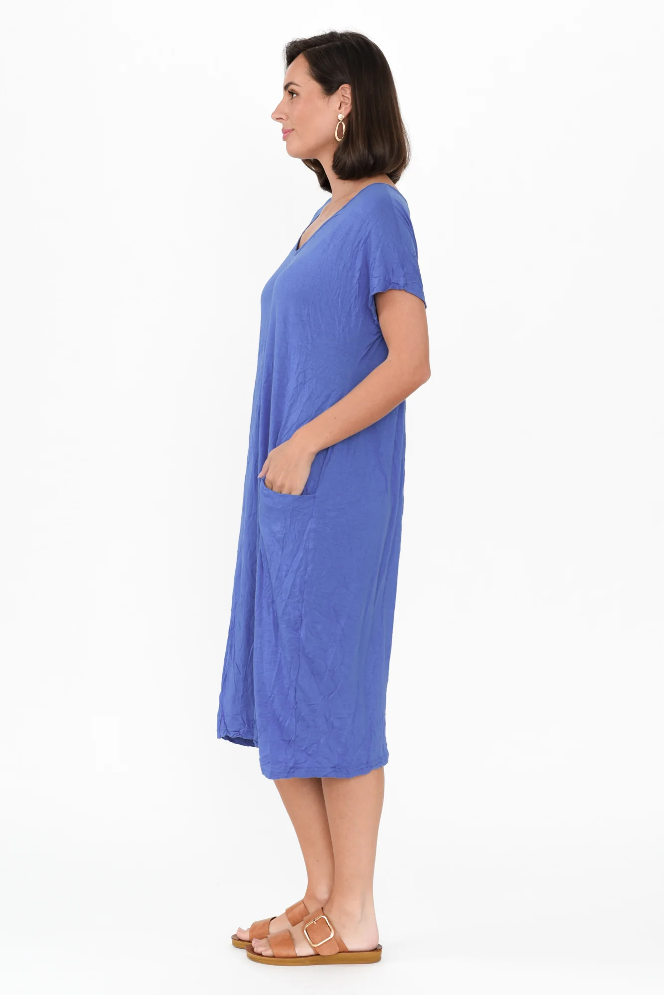 Travel Cobalt Crinkle Cotton Dress
