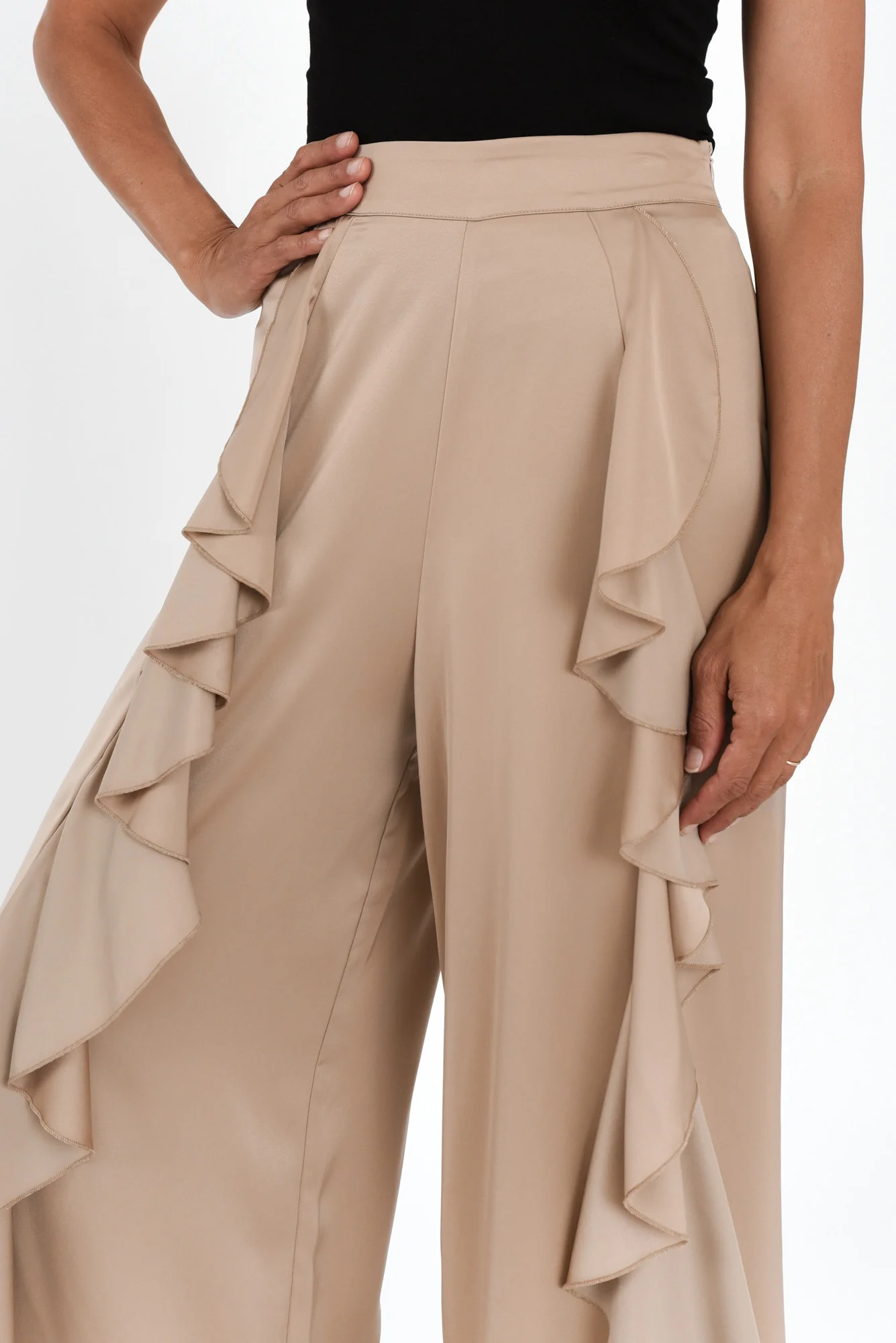 Dancer Taupe Ruffle Pants