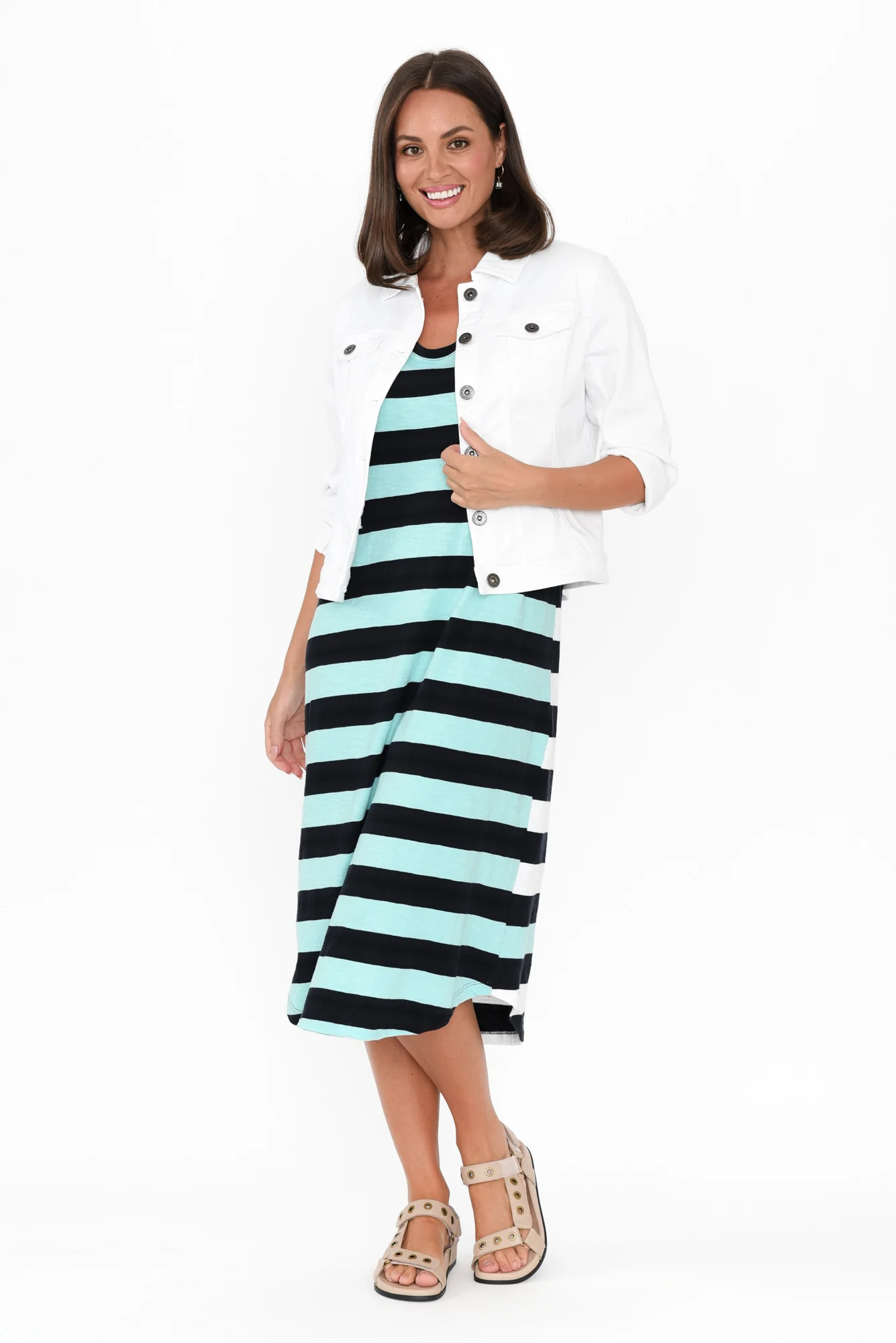 Mercury Blue Stripe Cotton Dress