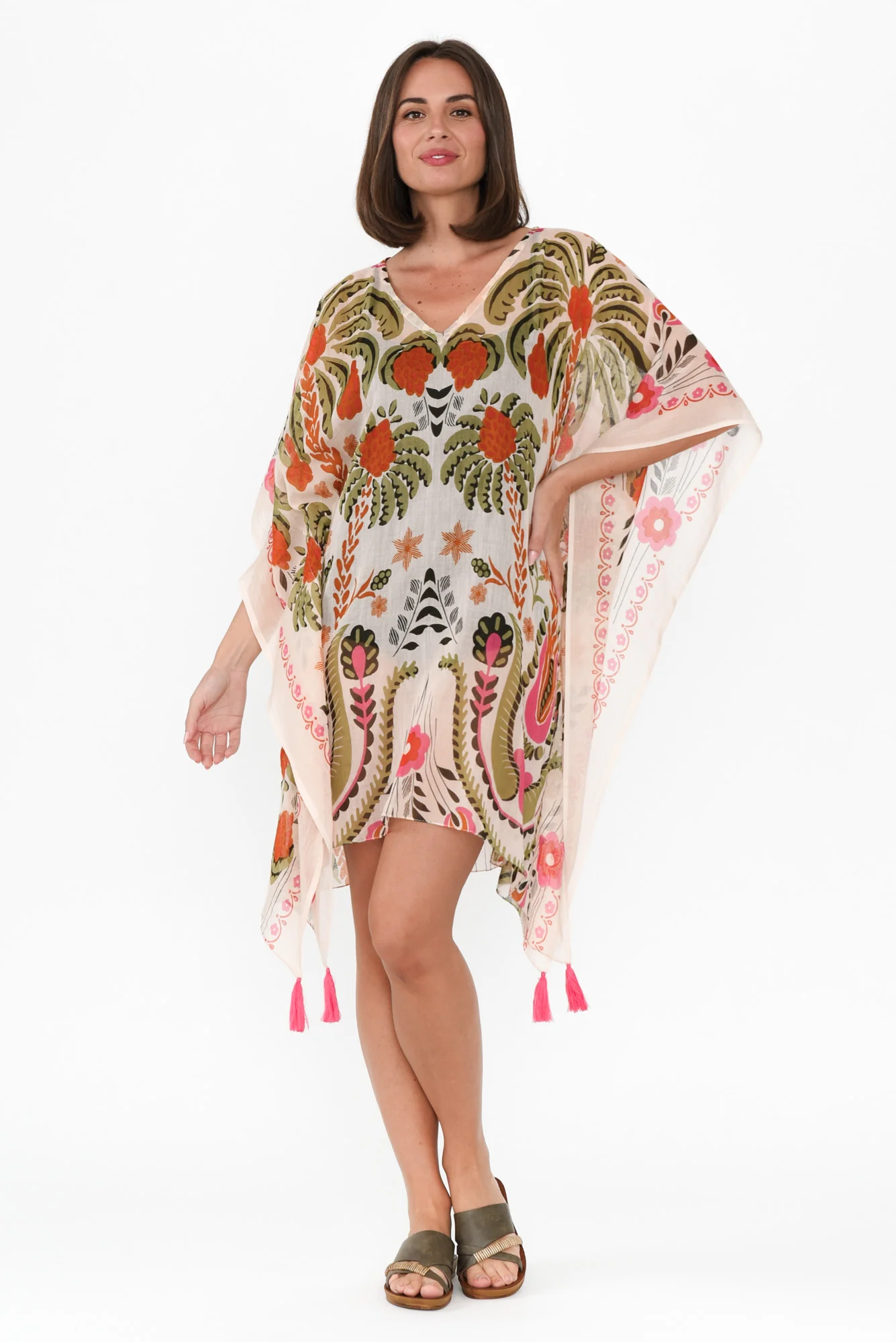 Stella Orange Palm Cotton Kaftan