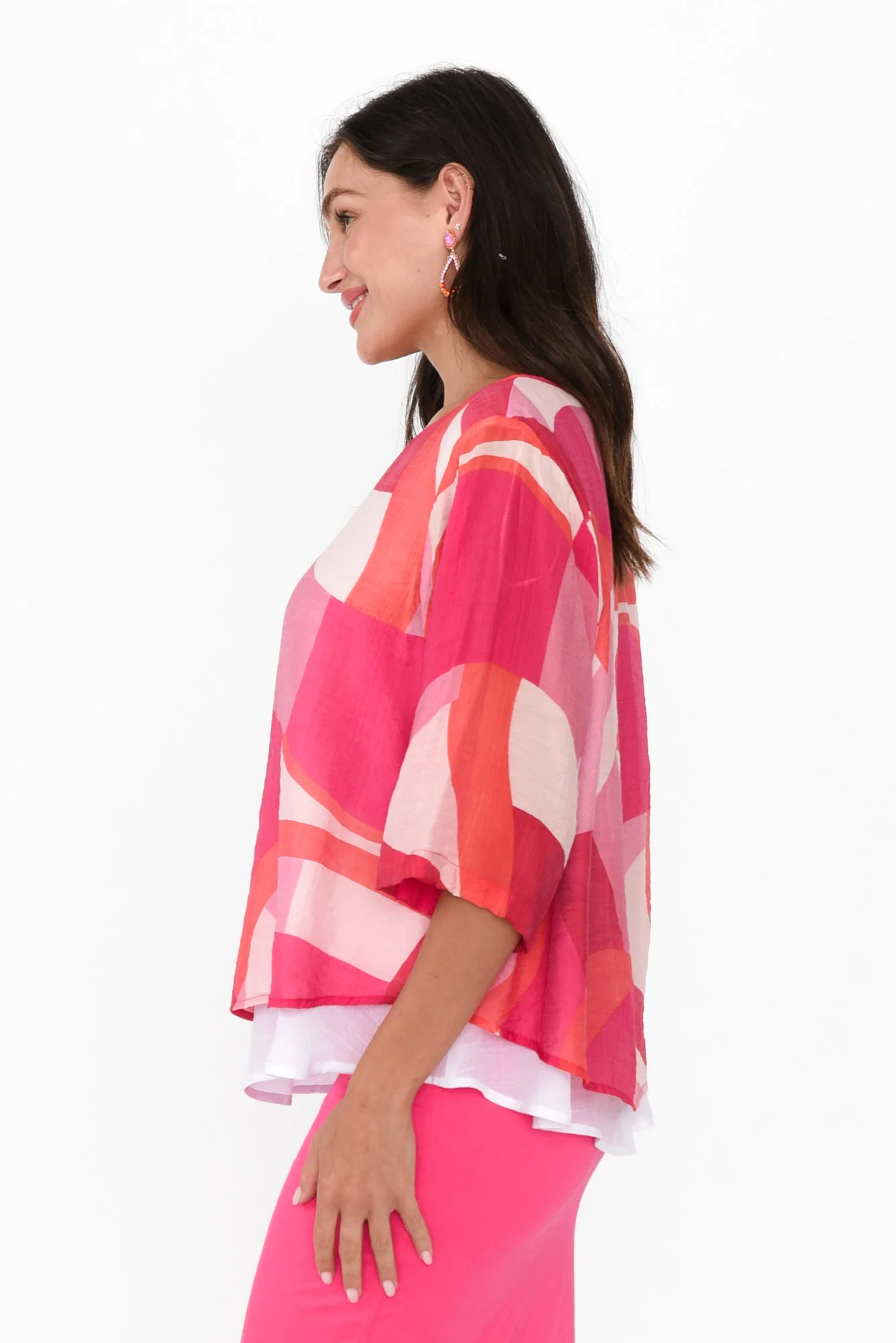 Liora Pink Geo Layered Top