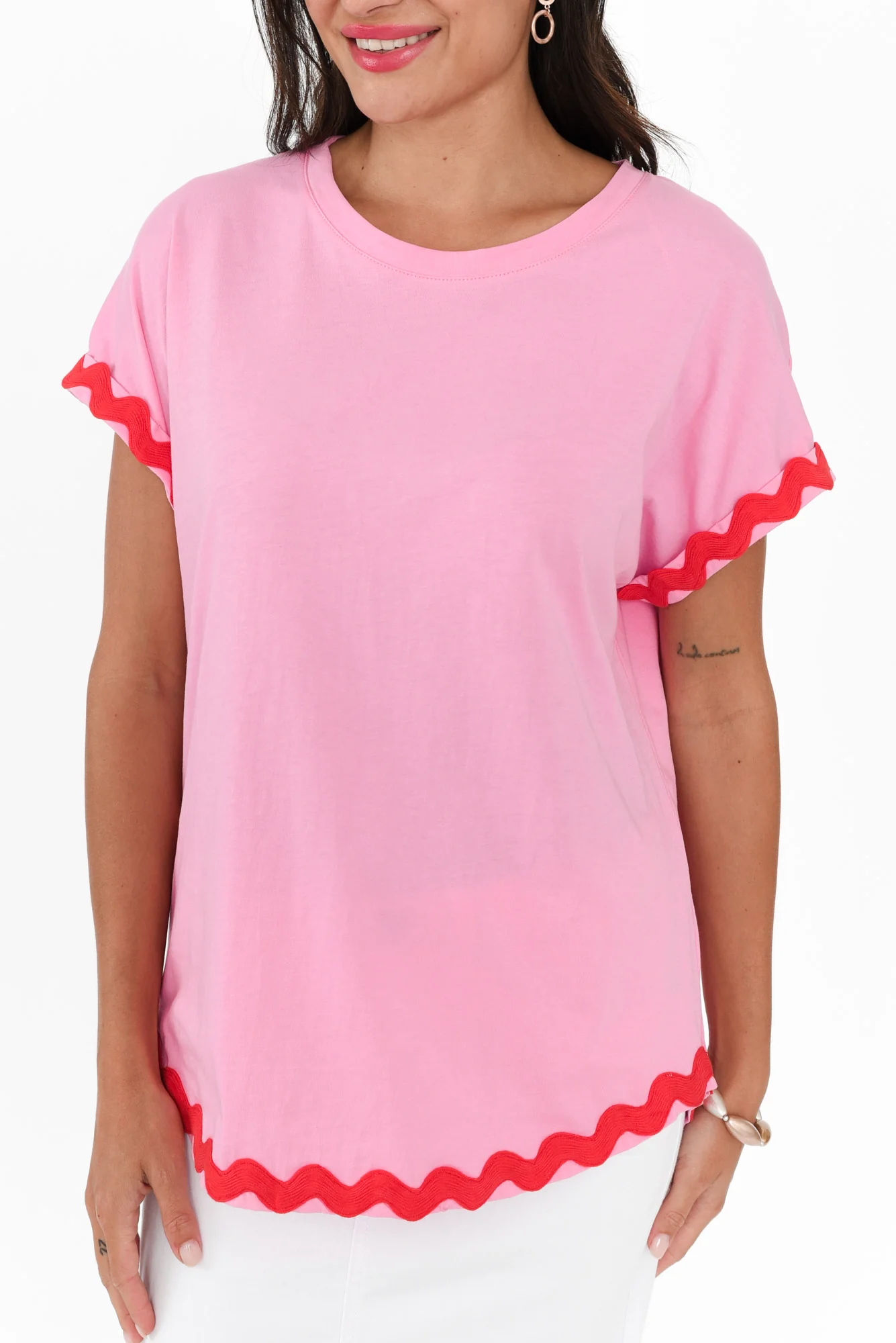 Sunny Pink Ric Rac Cotton Tee