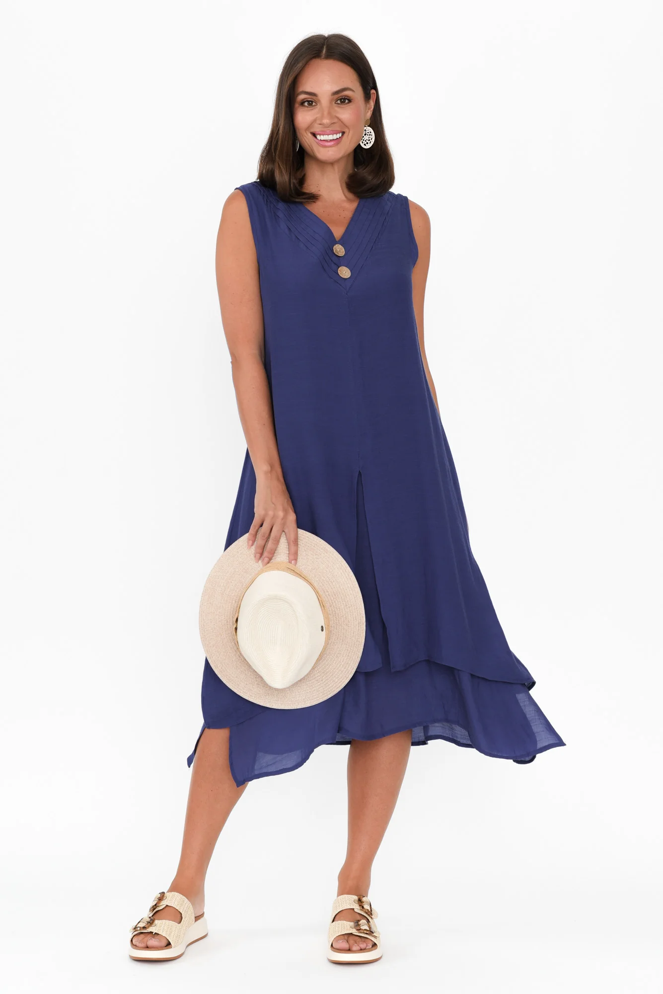 Gutha Cobalt Cotton Blend Layer Dress