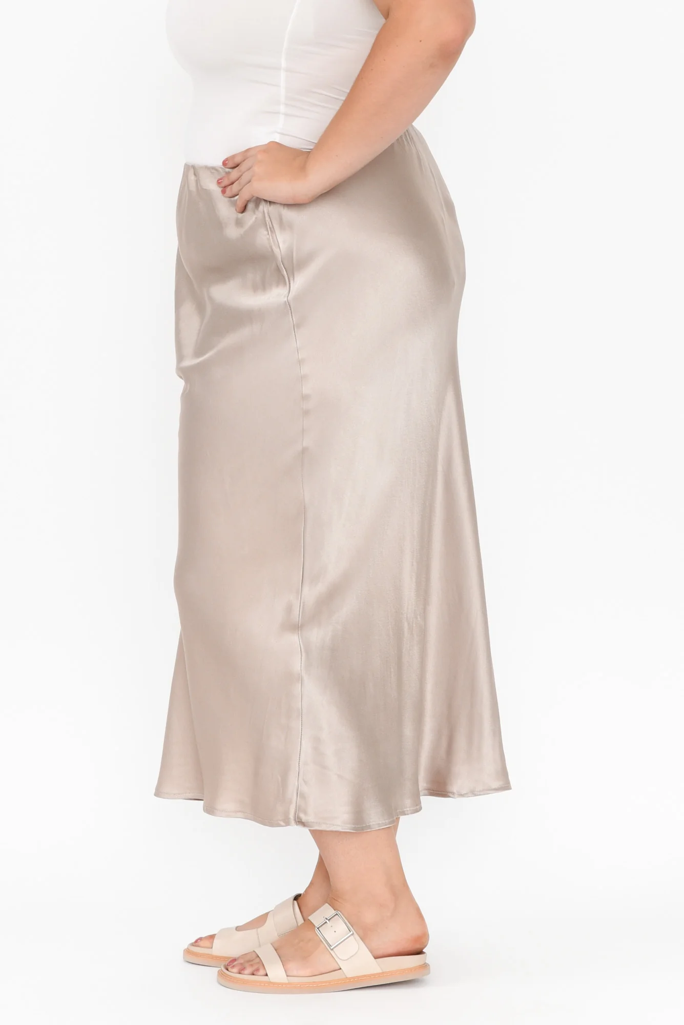 Minogue Champagne Satin Bias Skirt