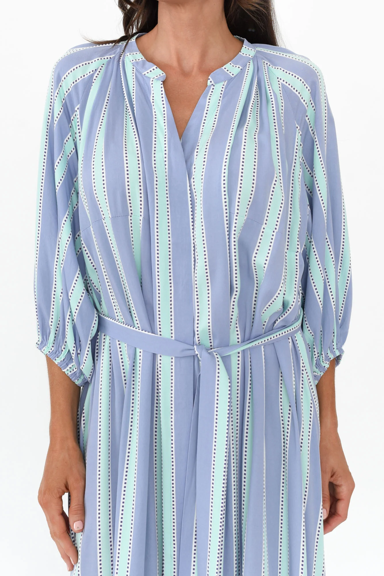 Erina Blue Stripe Tie Dress