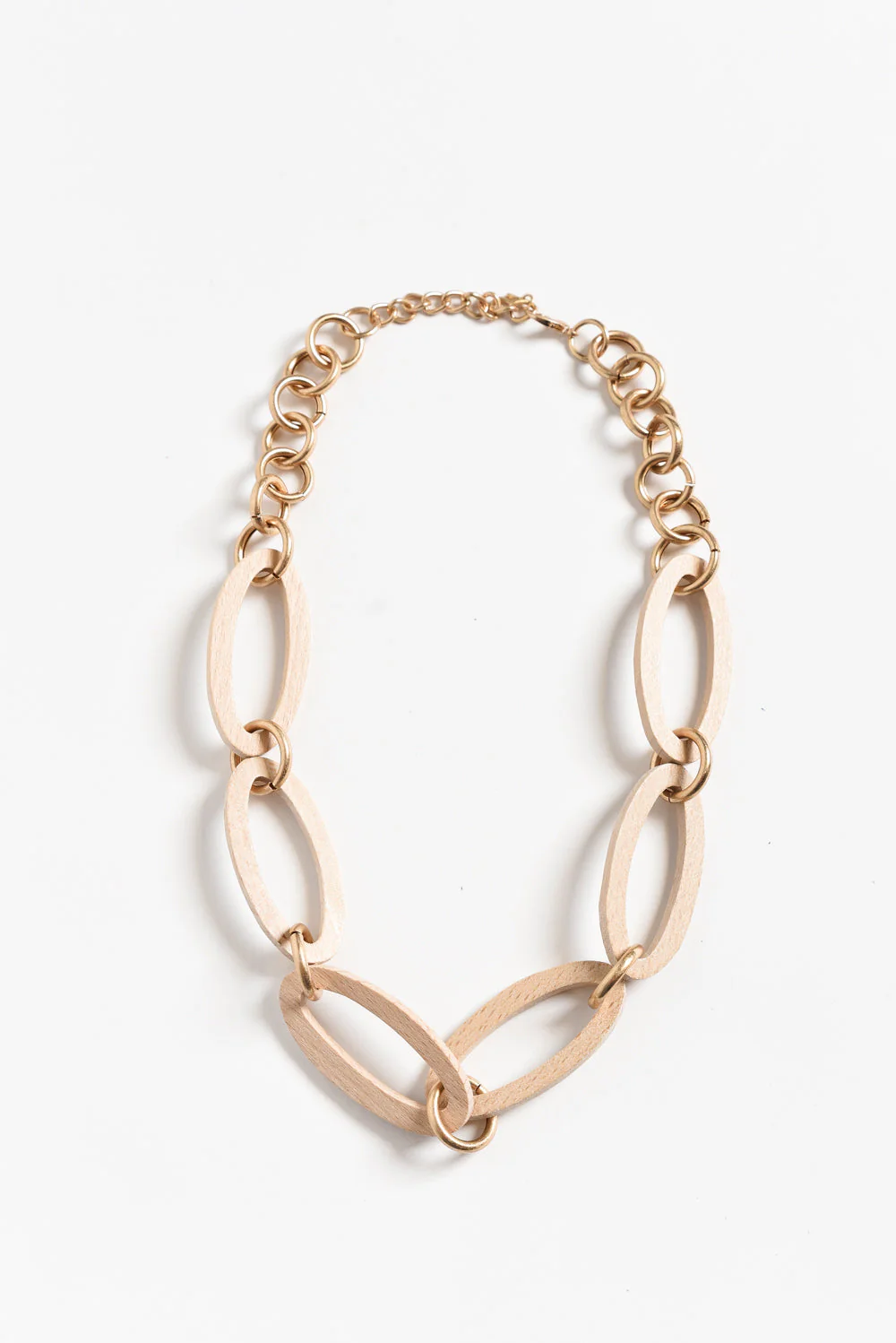 Nevaeh Beige Wooden Link Necklace
