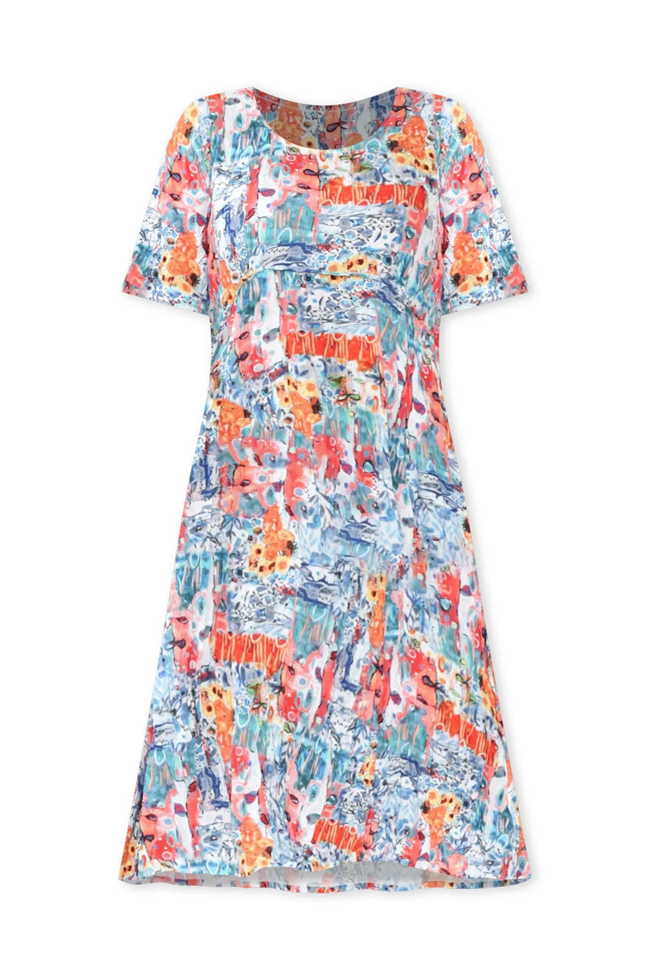 Soraya Blue Garden Linen Blend Dress