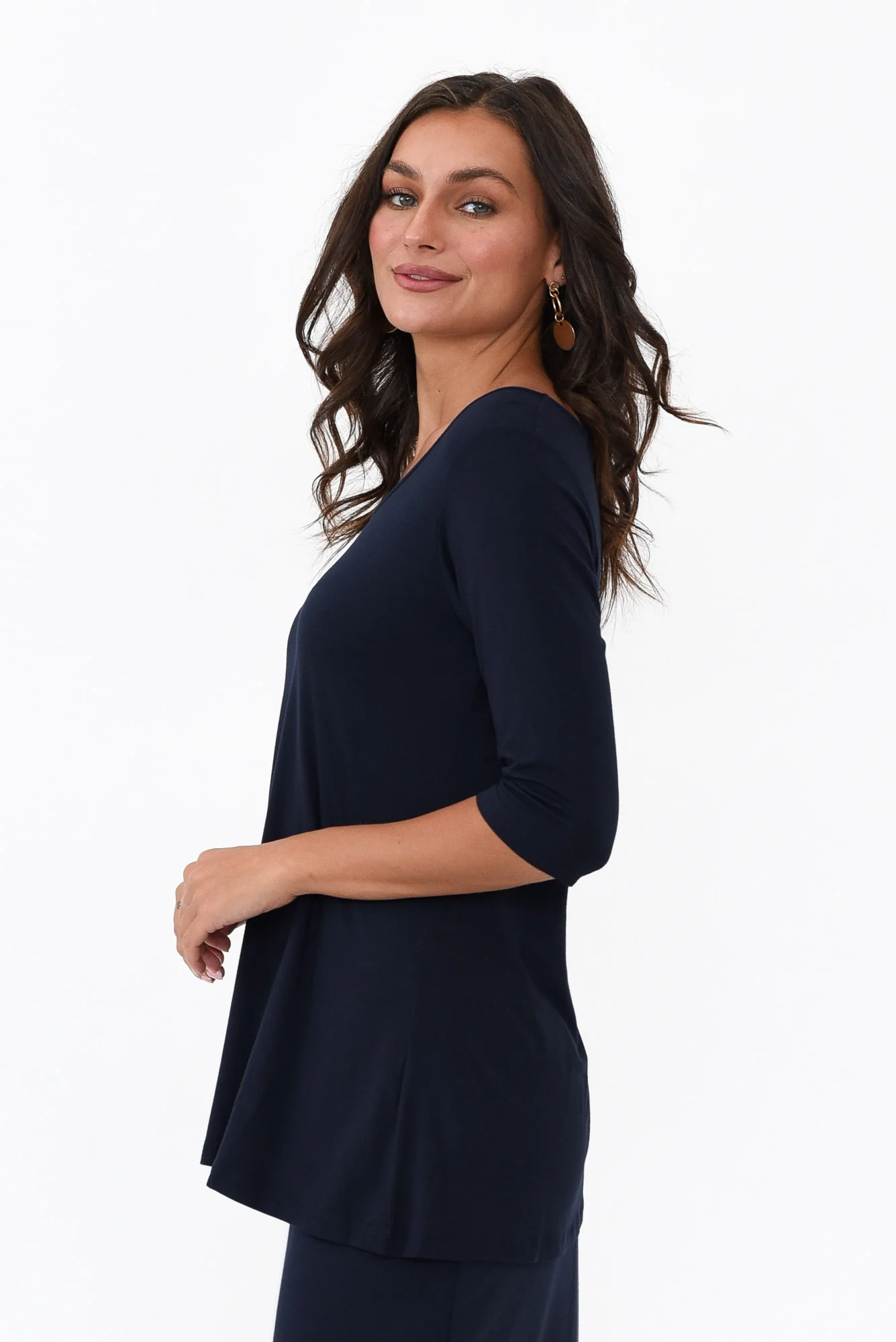 Aretha Navy Bamboo Top