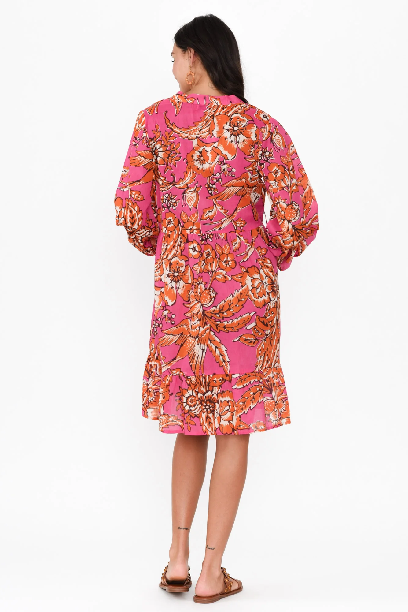 Sofia Orange Garden Cotton Dress