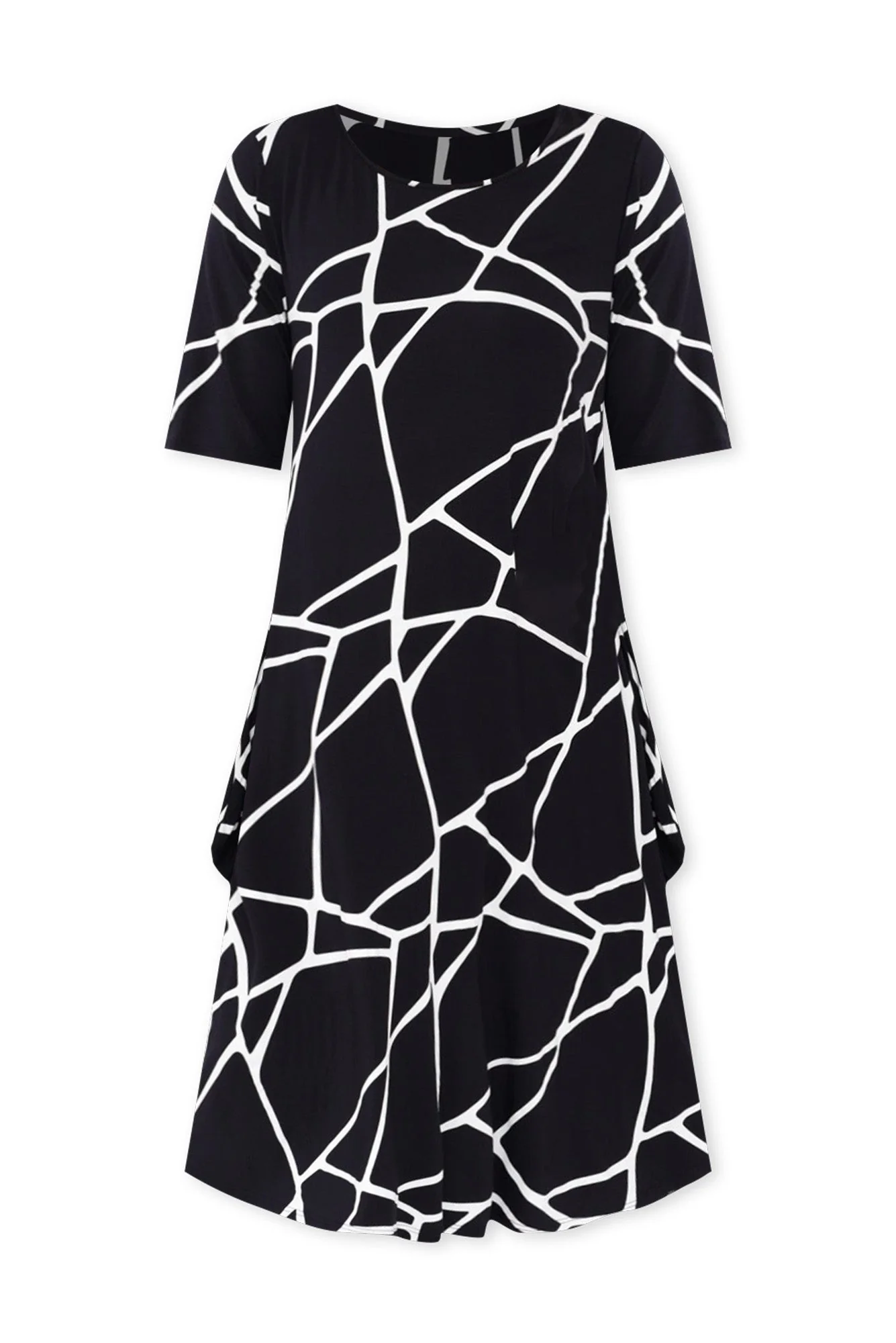 Navy Marble Micro Modal Tri Drape Dress