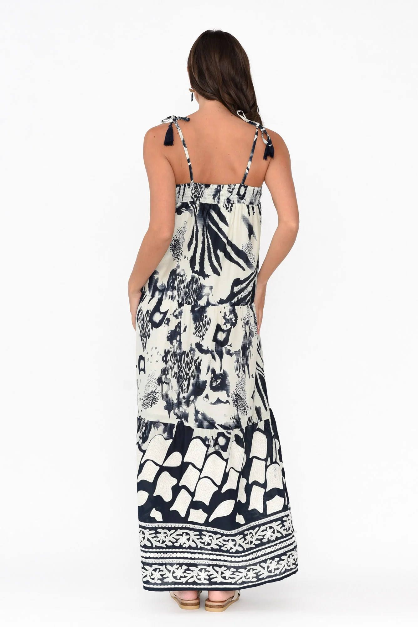 Kenya Navy Abstract Cotton Maxi Dress