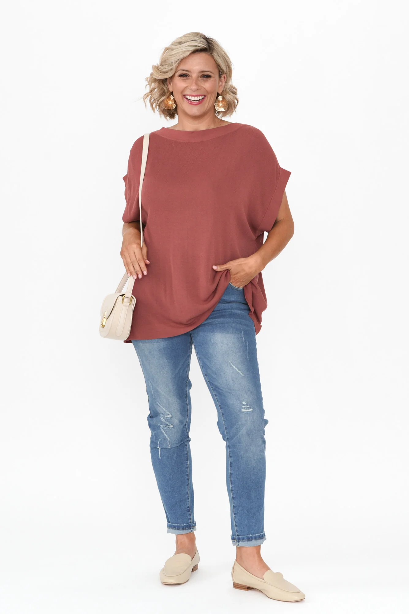 Junos Rust Knit Top