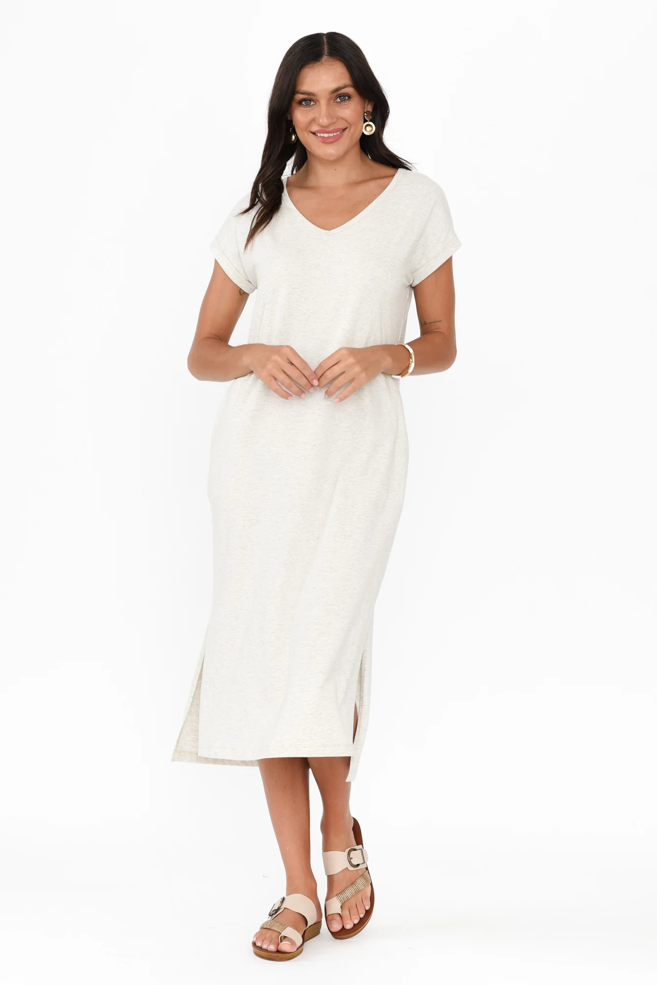 Lavin Grey Marle Cotton Stretch Dress