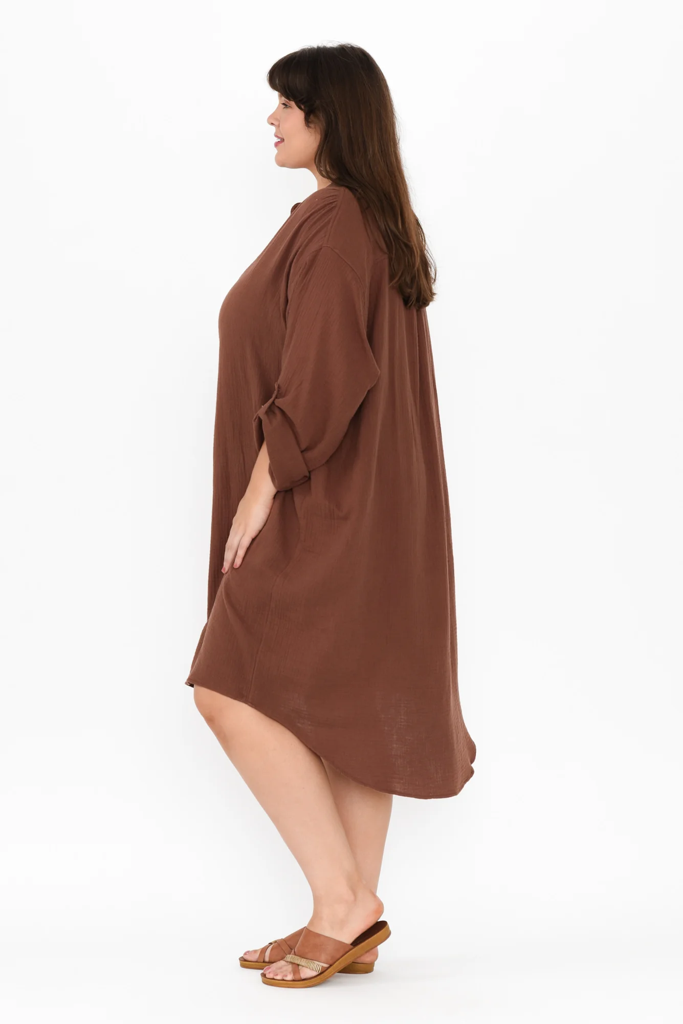 Tropez Mocha Cotton Cheesecloth Kaftan