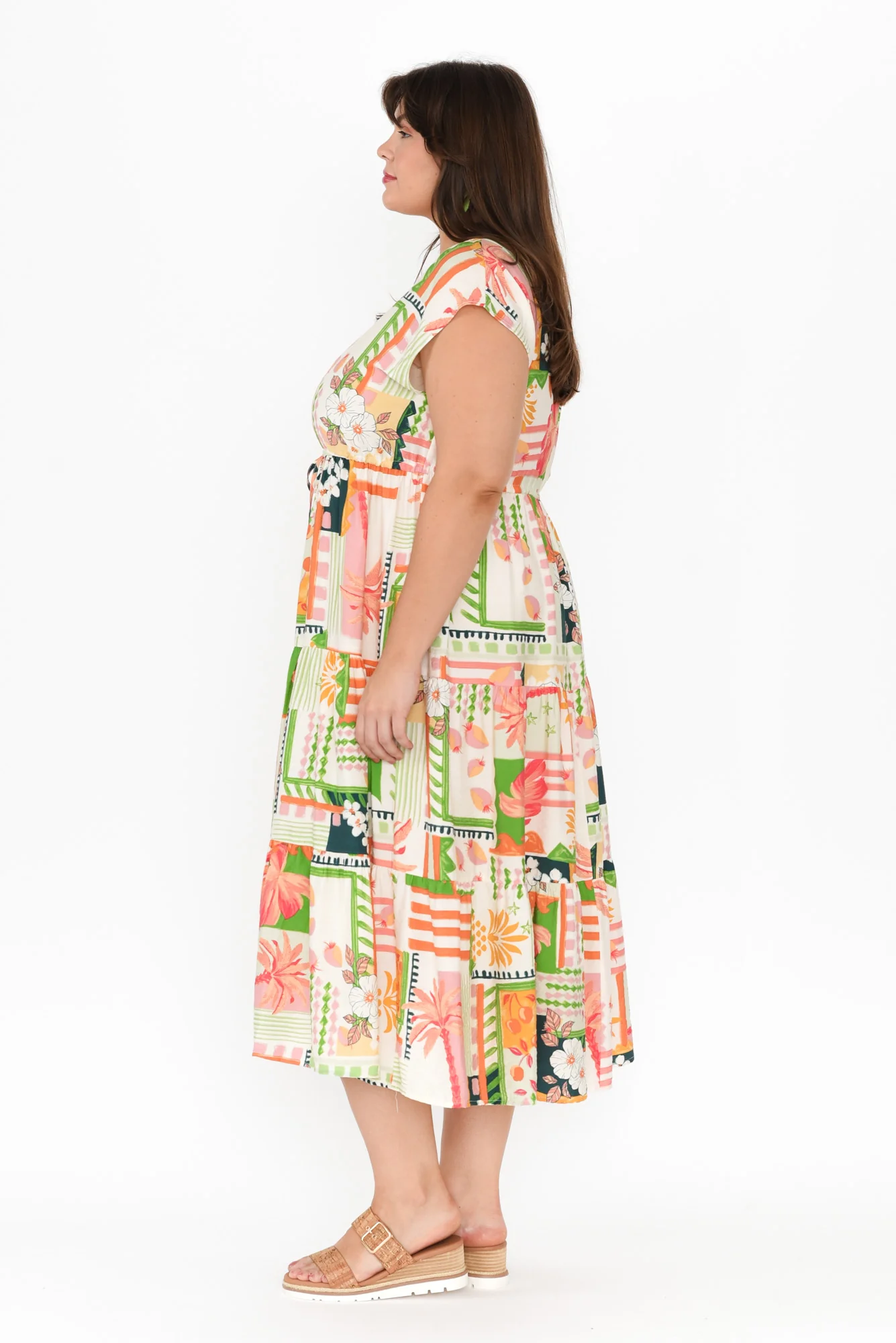 Priscilla Green Tropical Sleeveless Dress
