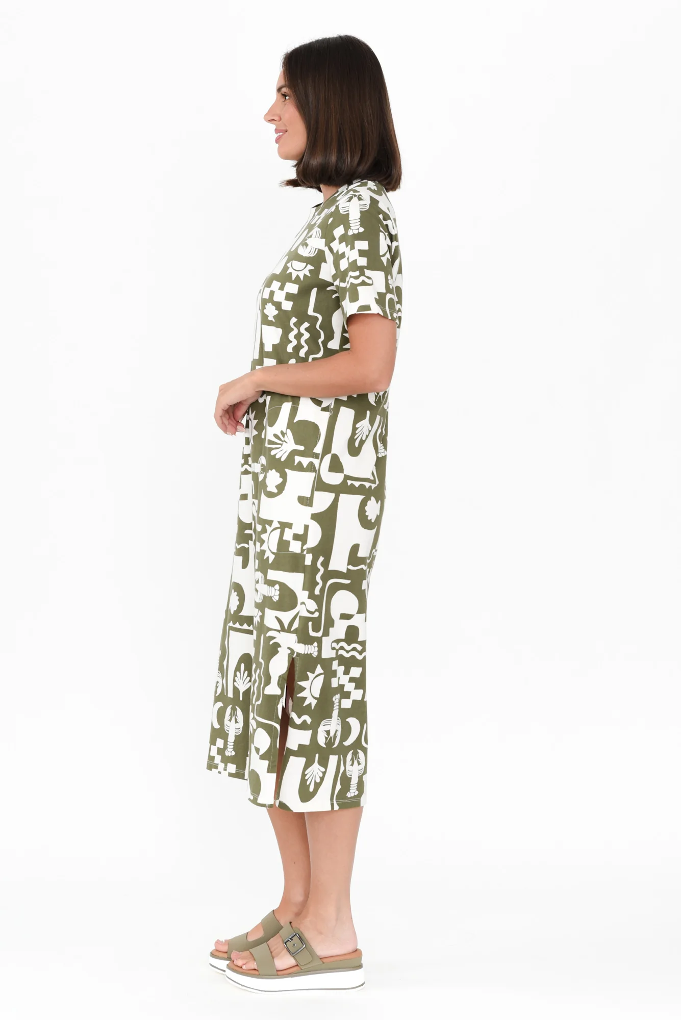 Postcard Khaki Coastal Cotton Tee Dress