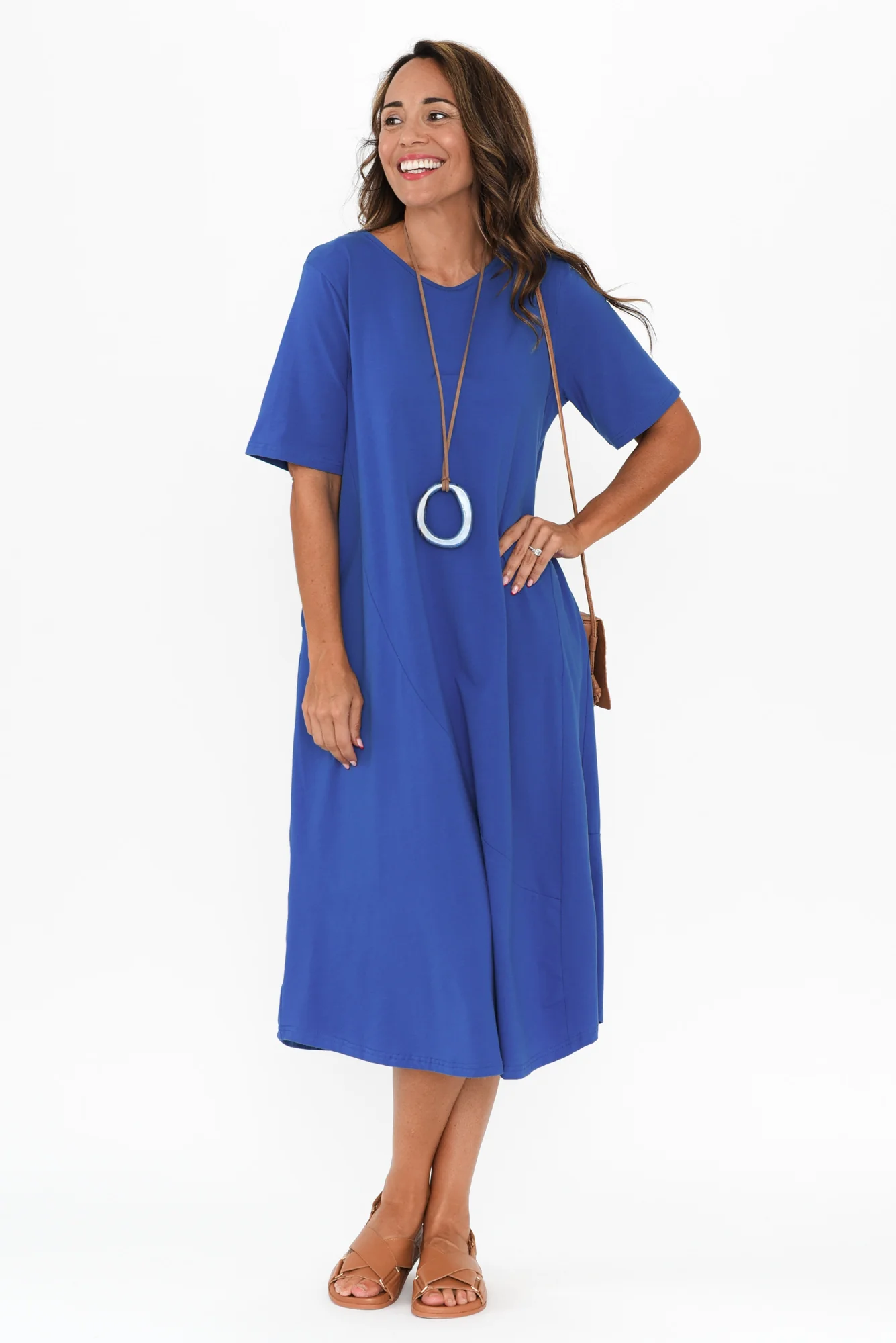 Bronte Cobalt Cotton Tee Dress