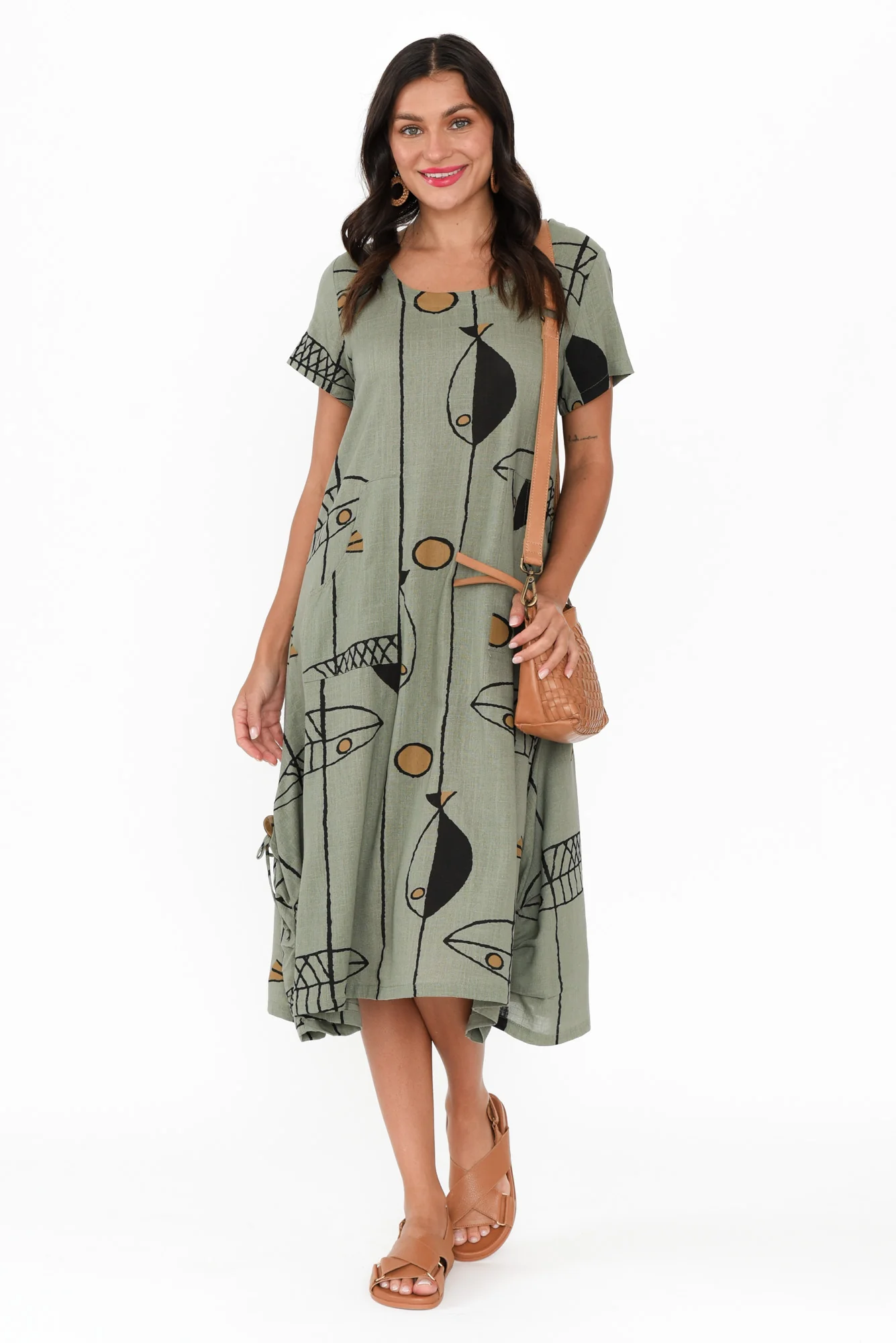 Lula Khaki Sea Linen Cotton Dress