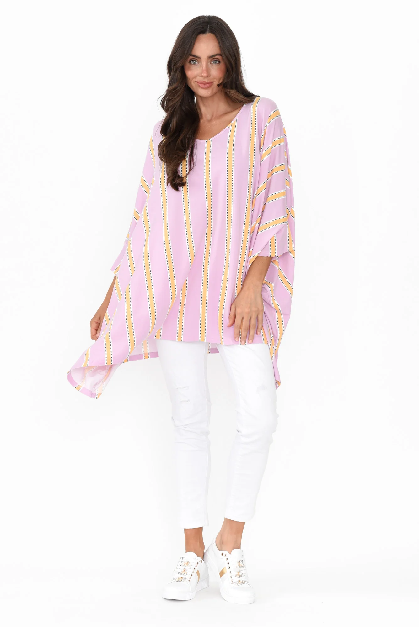Pink Stripe Oversized Bamboo Drape Top