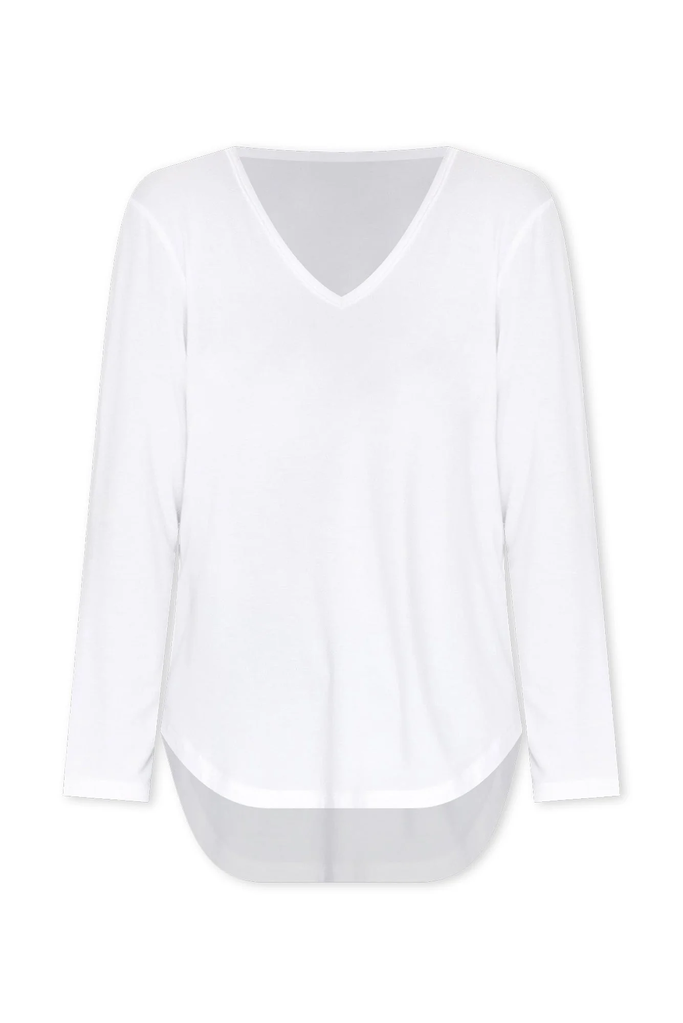 Sia White Bamboo V Neck Top