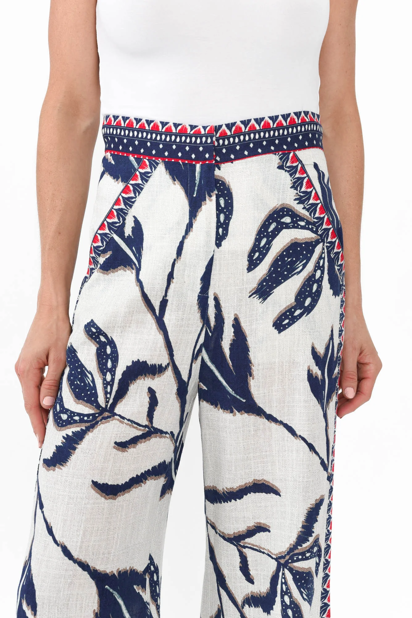 Eudora Palm Shadow Linen Blend Pants