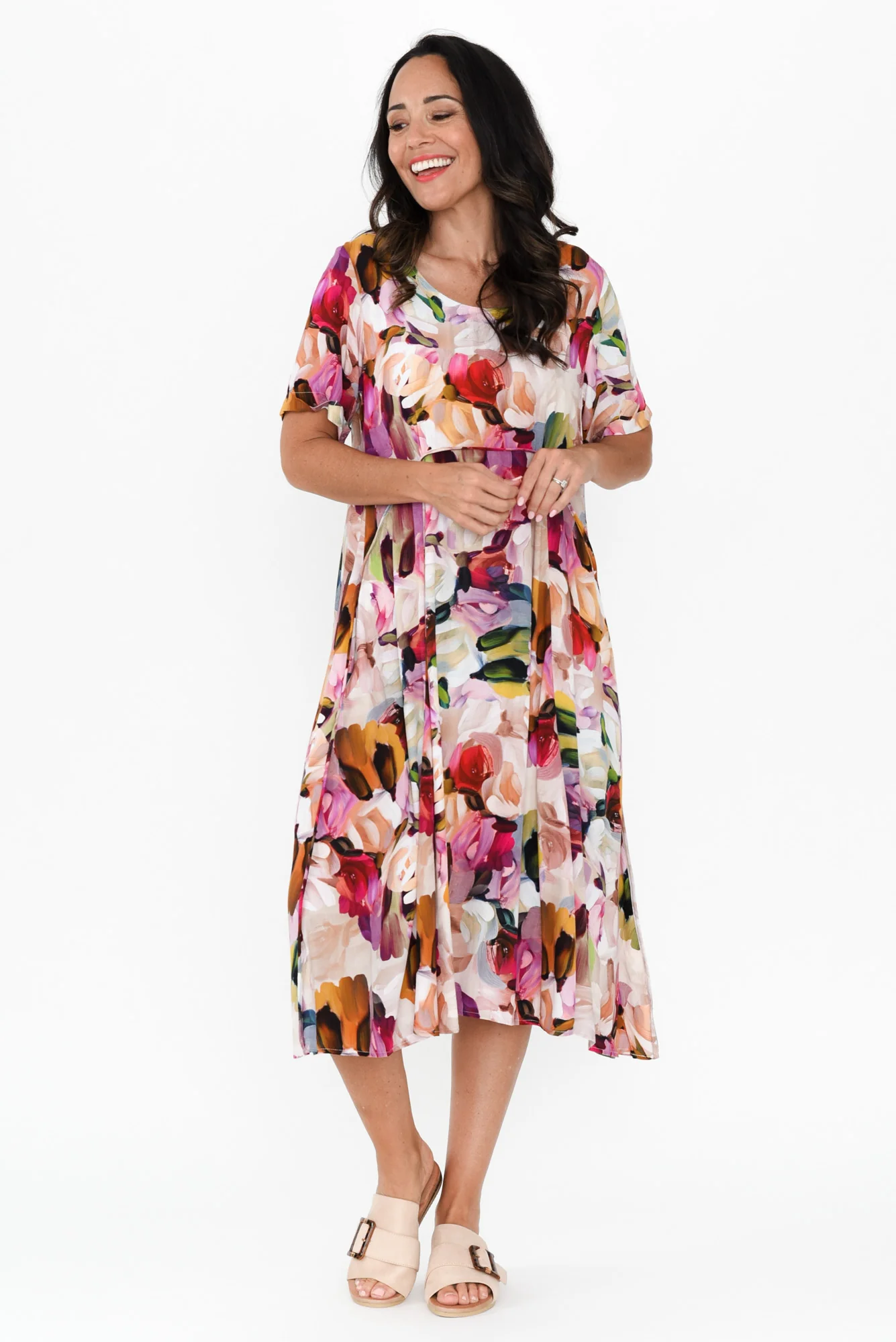Zaelia Purple Floral Crescent Dress