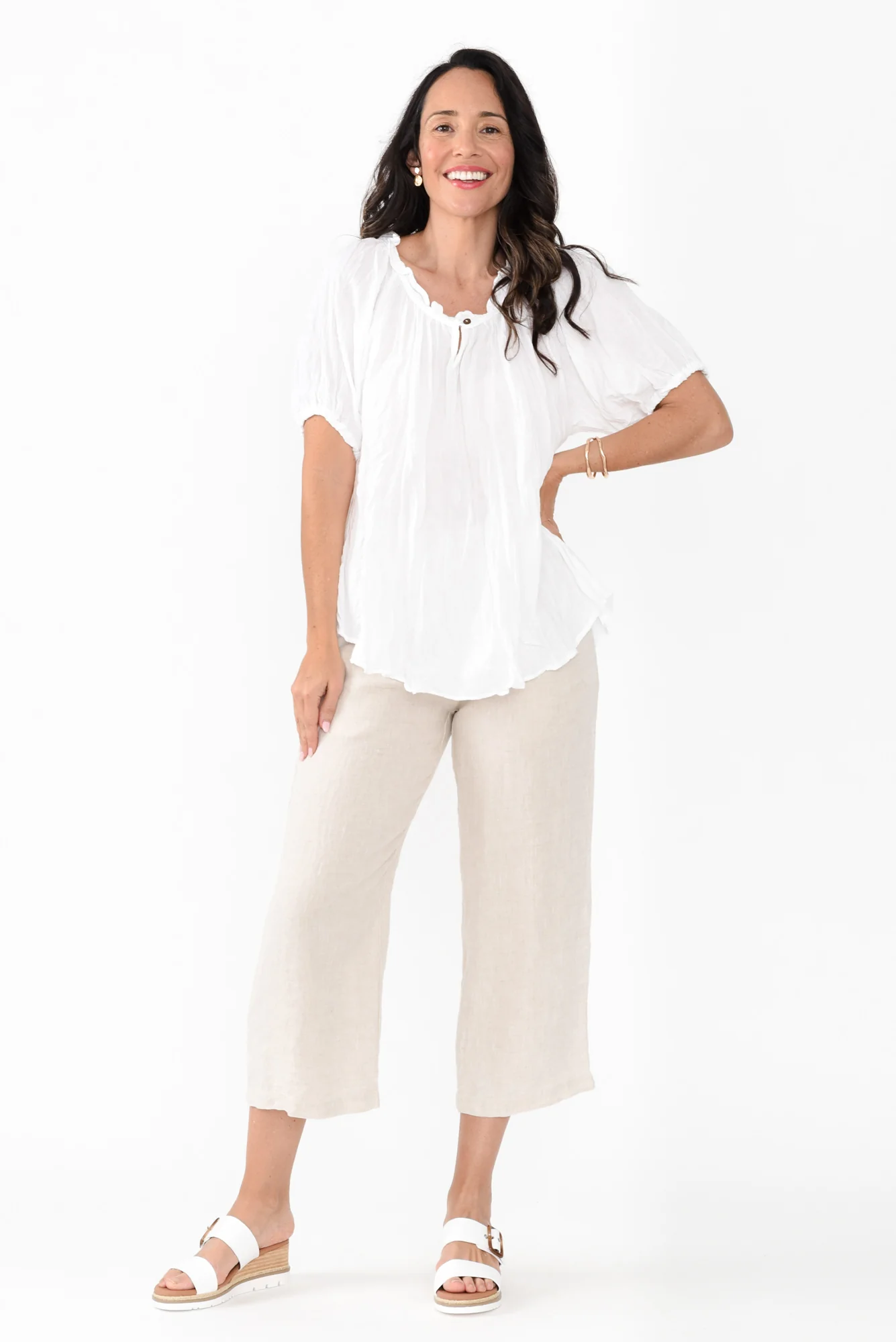 Lumi White Crinkle Cotton Top