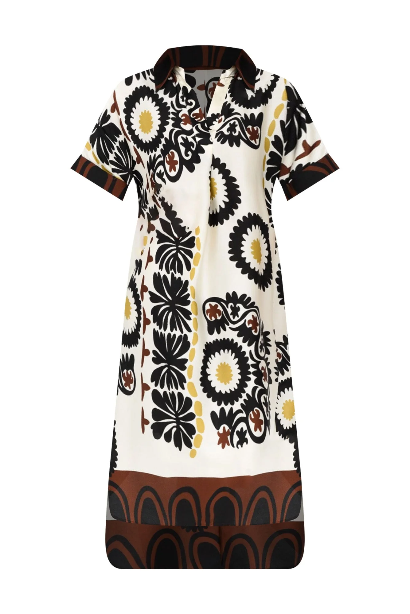 Canal Cream Abstract Tunic Dress
