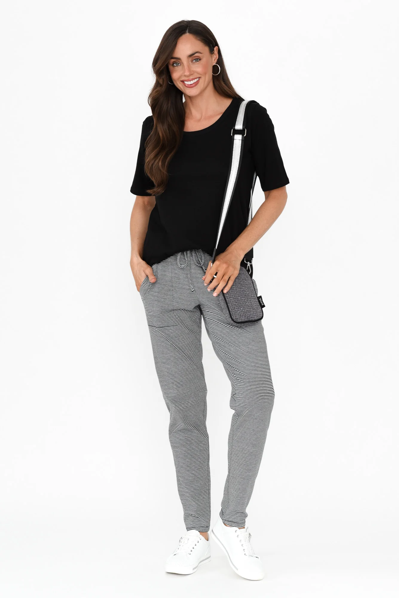 Timmy Black Stripe Cotton Drawstring Pants