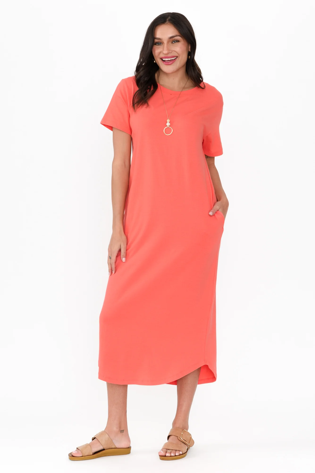 Ottawa Coral Cotton Tee Dress