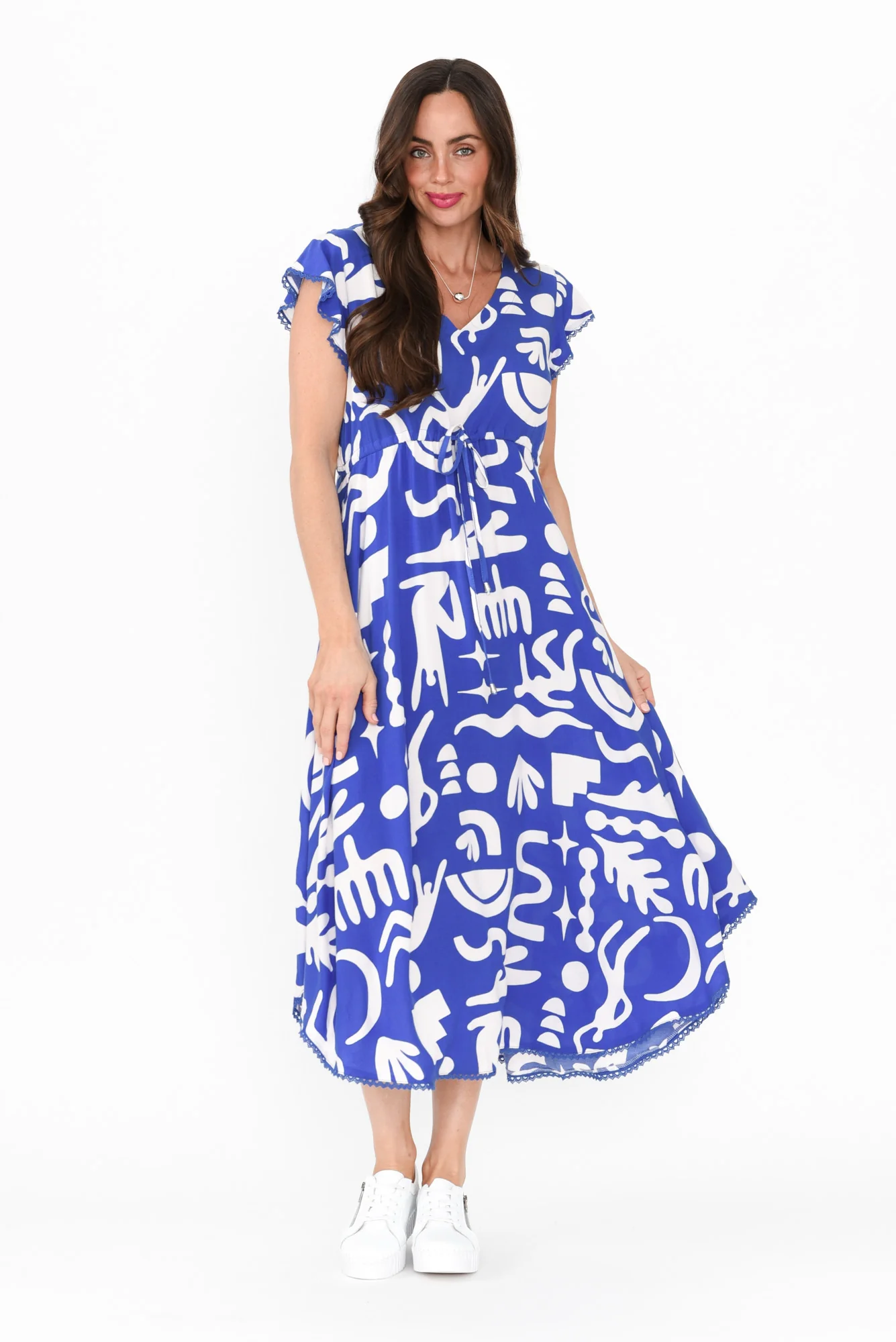 Libby Blue Geo Midi Dress